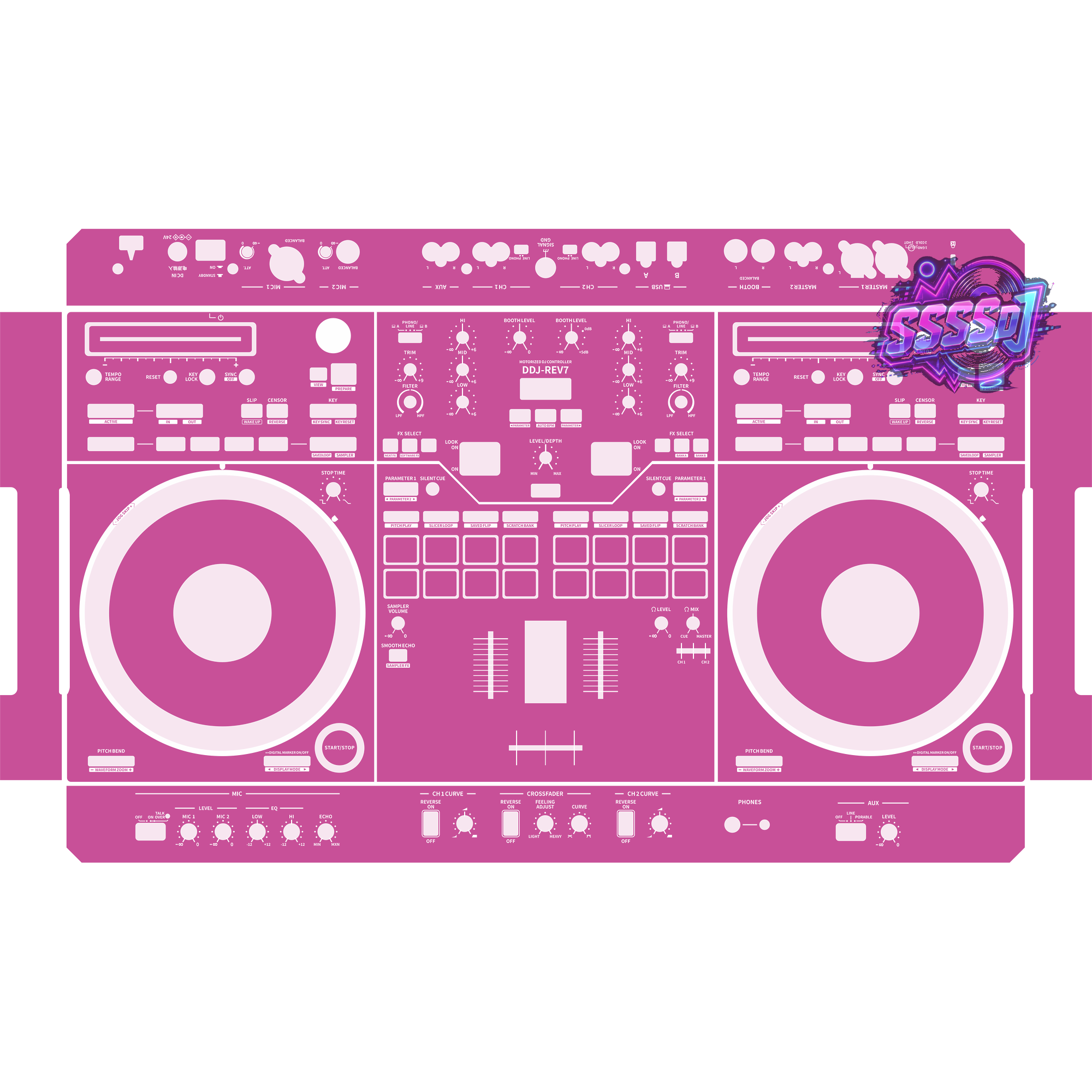 DDJ-REV7 DJ Controller Skin - Pink Purple Solid Color Design