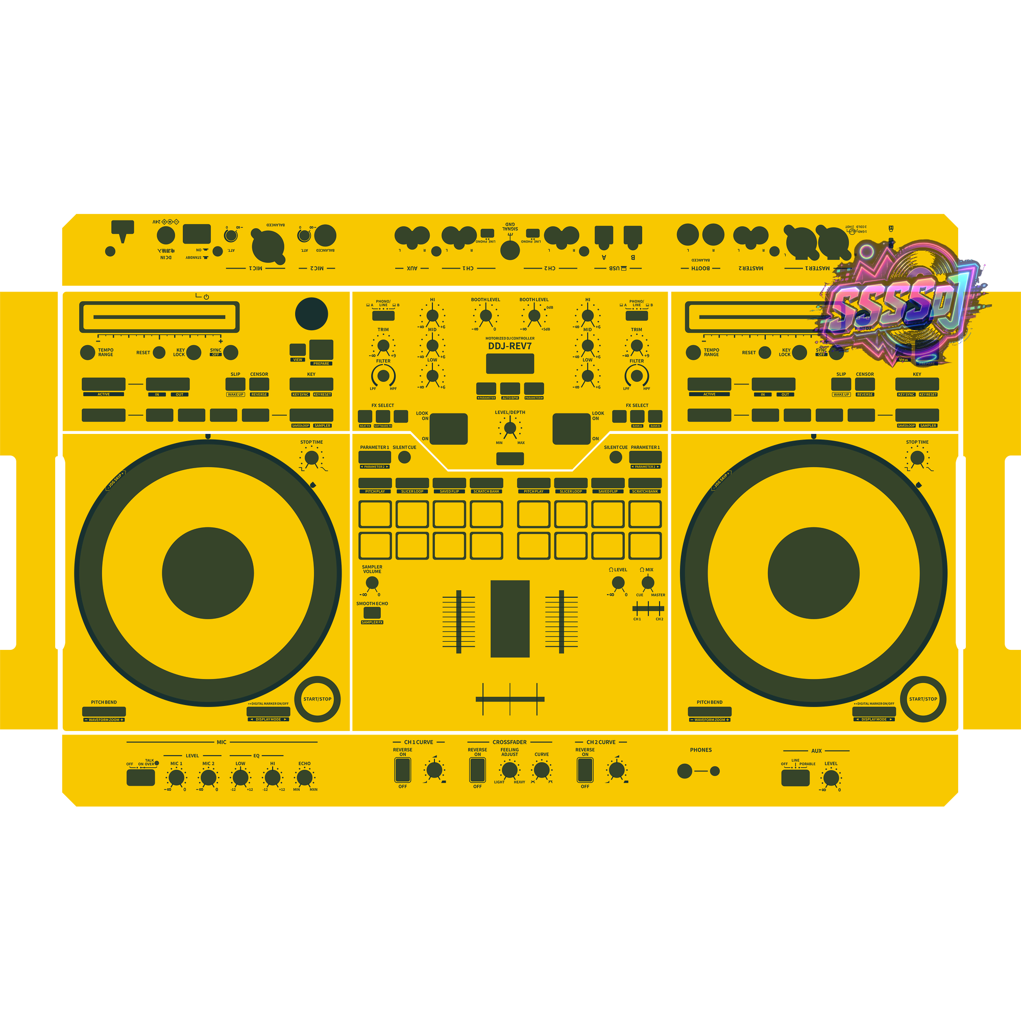 DDJ-REV7 DJ Controller Skin - Yellow Solid Color Design