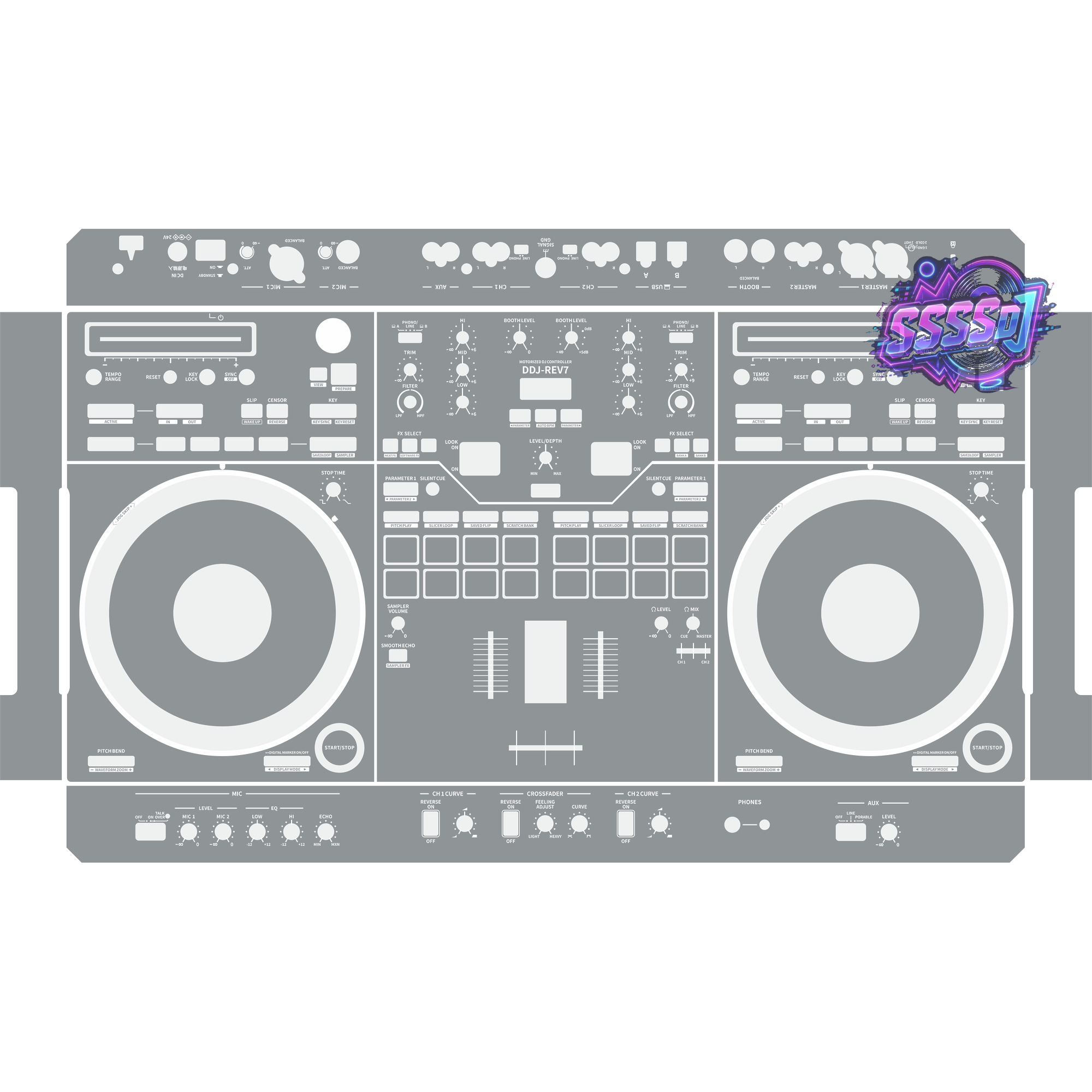 DDJ-REV7 DJ Controller Skin - Gray Solid Color Design
