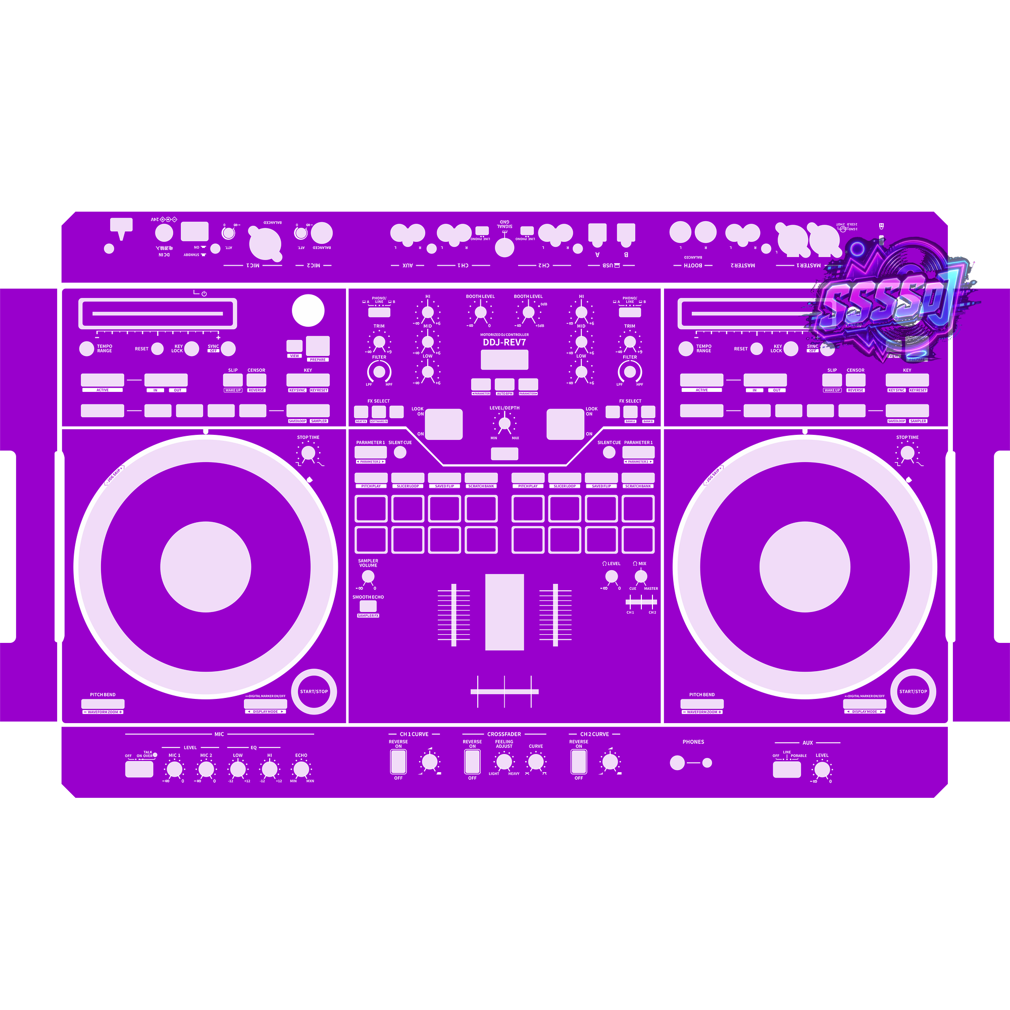 DDJ-REV7 DJ Controller Skin - Purple Solid Color Design