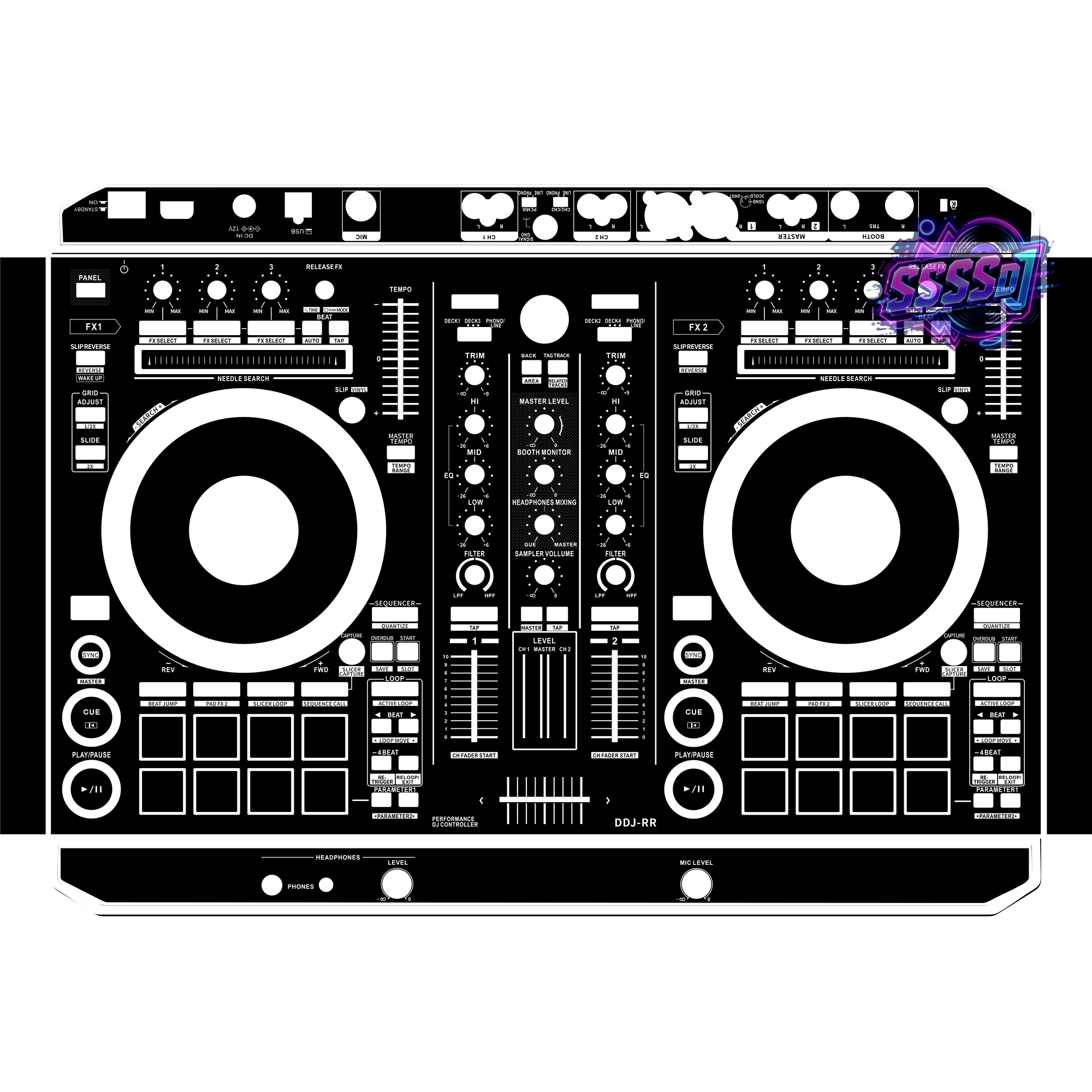DDJ-RR DJ Controller Skin - Black Solid Color Design