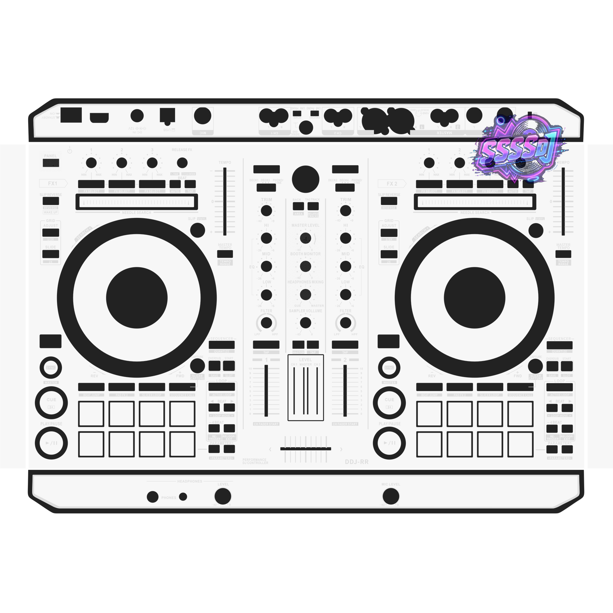 DDJ-RR DJ Controller Skin - White Solid Color Design