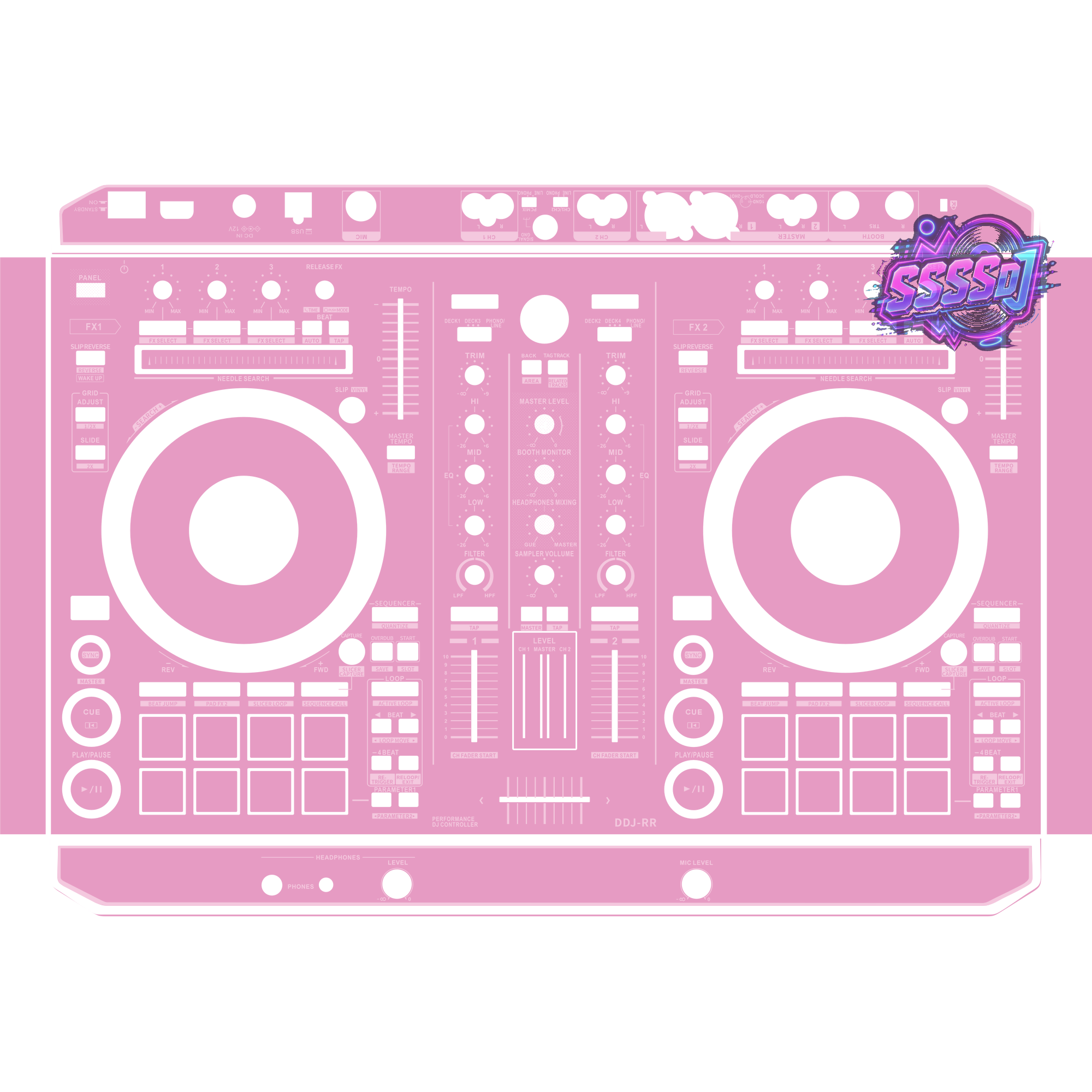DDJ-RR DJ Controller Skin - Barbie Pink Solid Color Design
