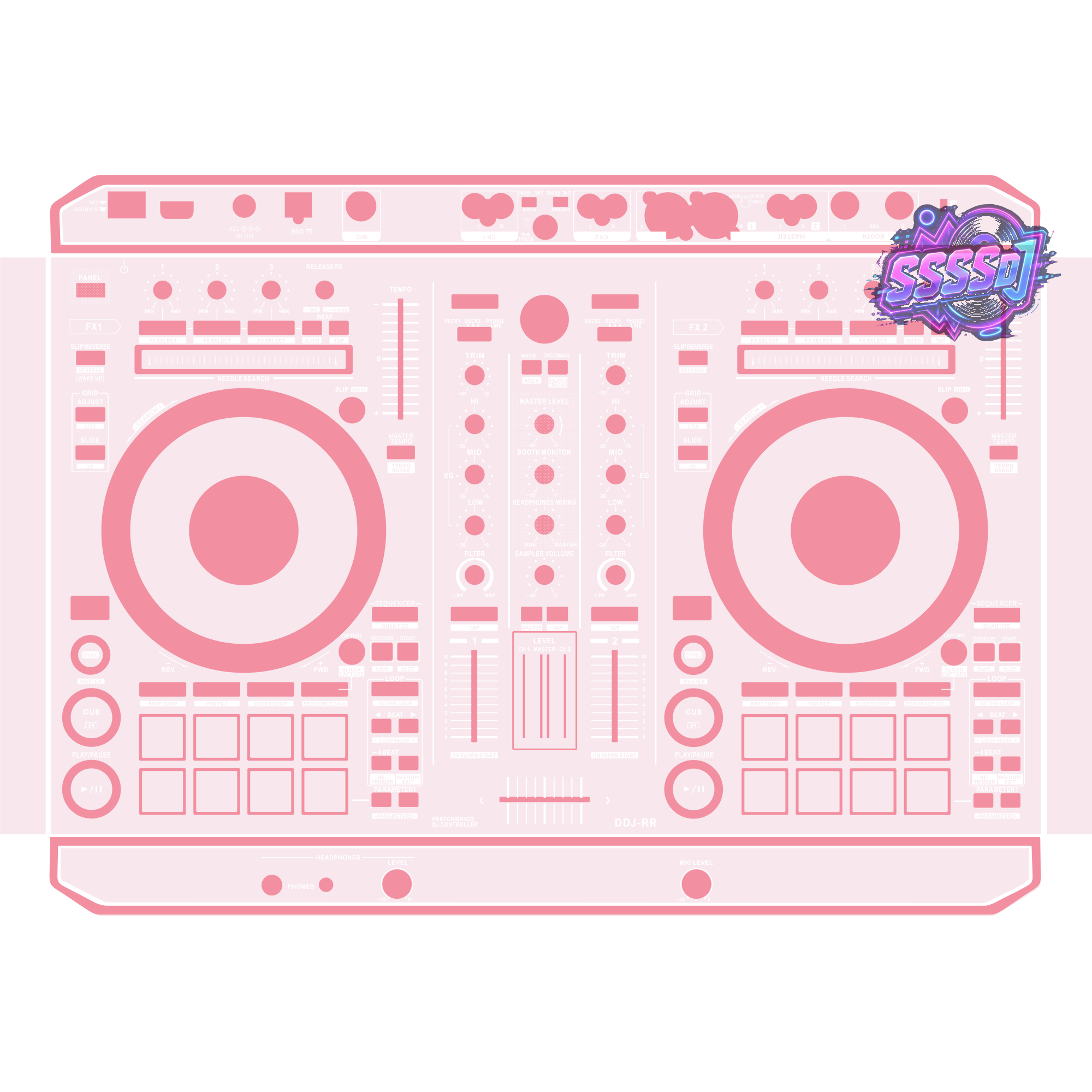 DDJ-RR DJ Controller Skin - Light Pink Solid Color Design