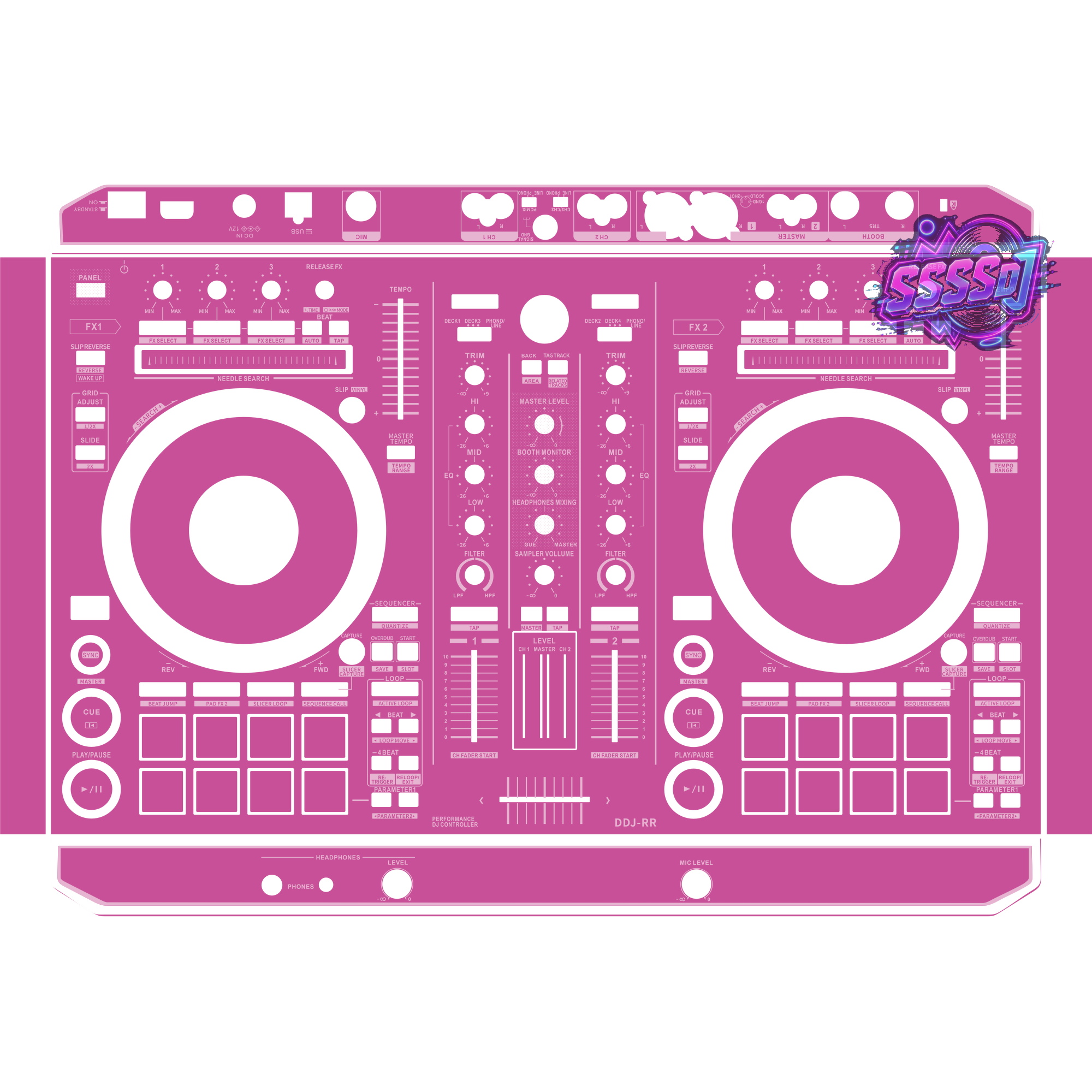 DDJ-RR DJ Controller Skin - Pink Purple Solid Color Design