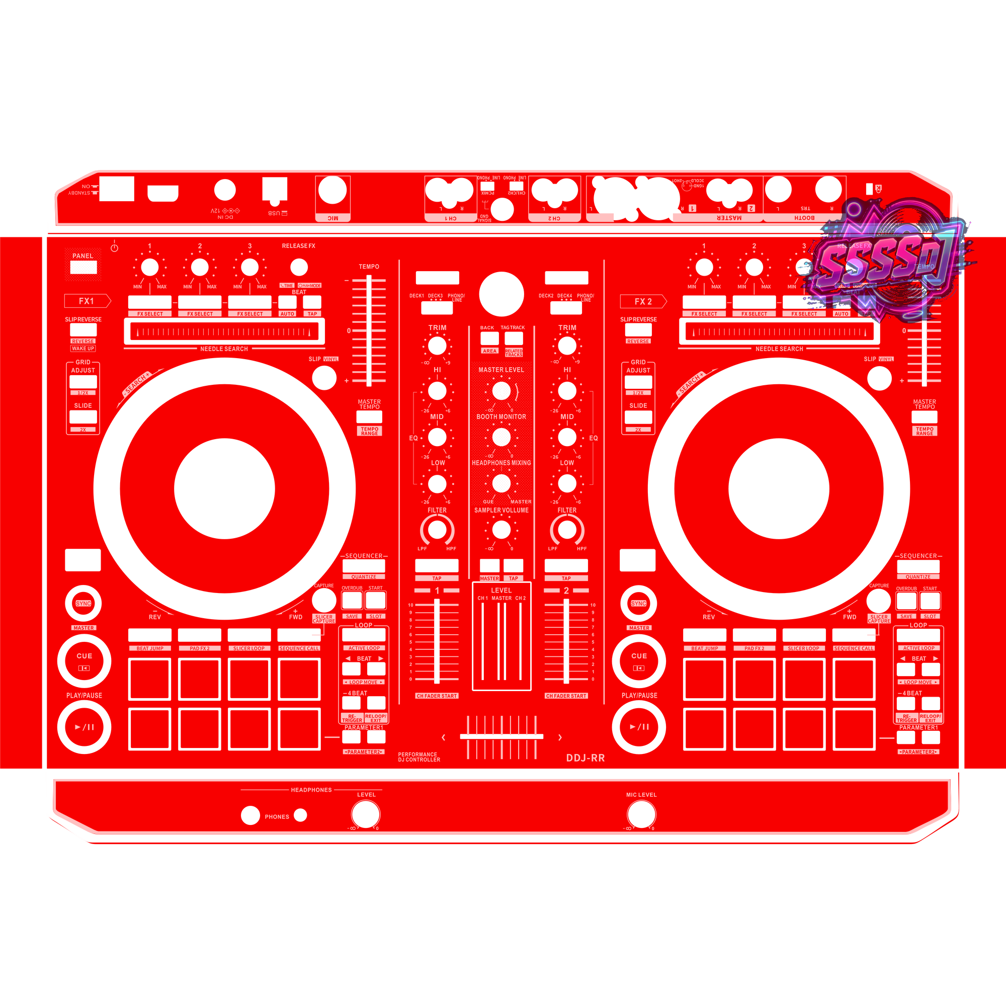 DDJ-RR DJ Controller Skin - Red Solid Color Design