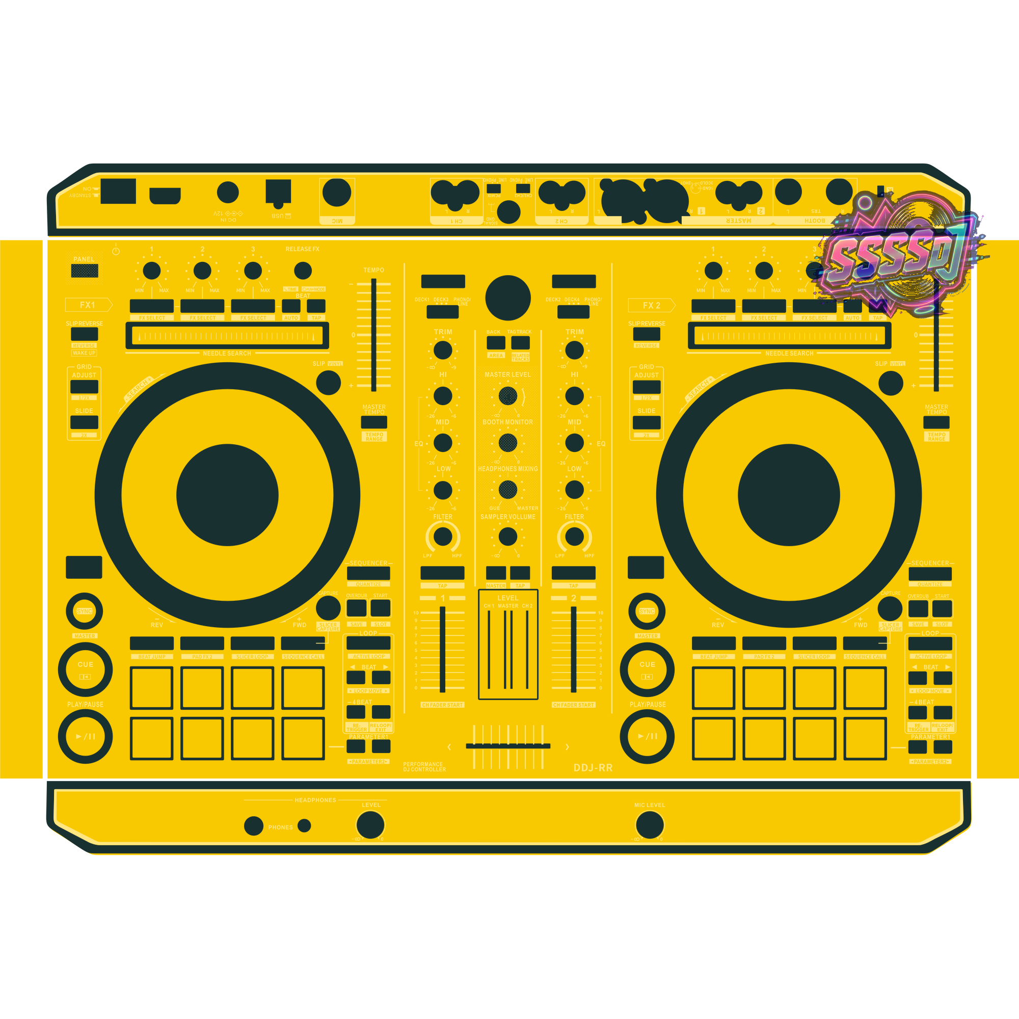 DDJ-RR DJ Controller Skin - Yellow Solid Color Design