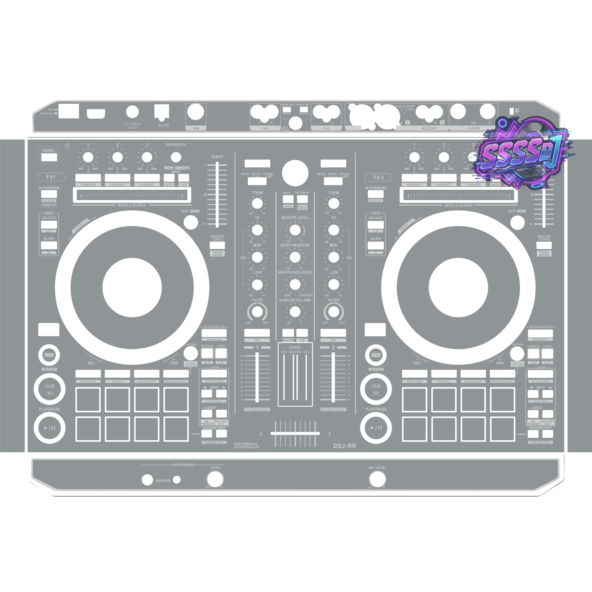 DDJ-RR DJ Controller Skin - Gray Solid Color Design