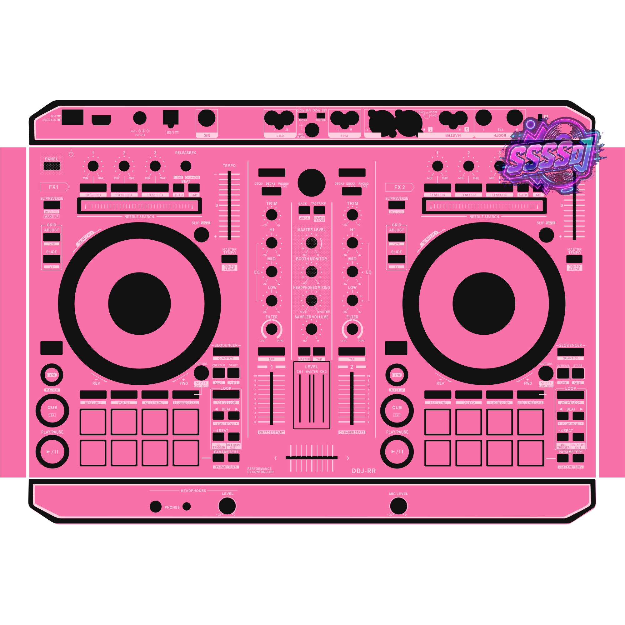 DDJ-RR DJ Controller Skin - Hot Pink Solid Color Design