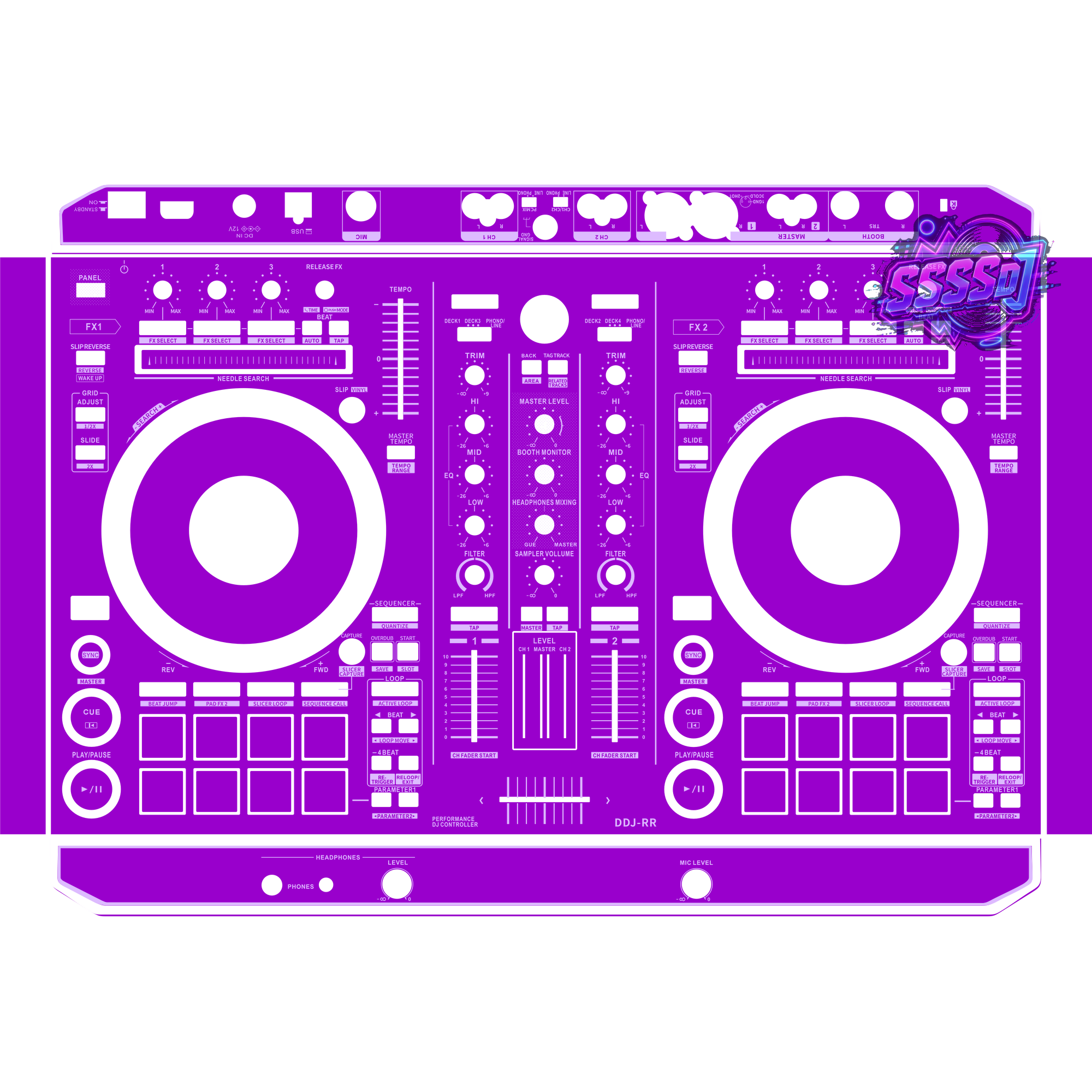 DDJ-RR DJ Controller Skin - Purple Solid Color Design