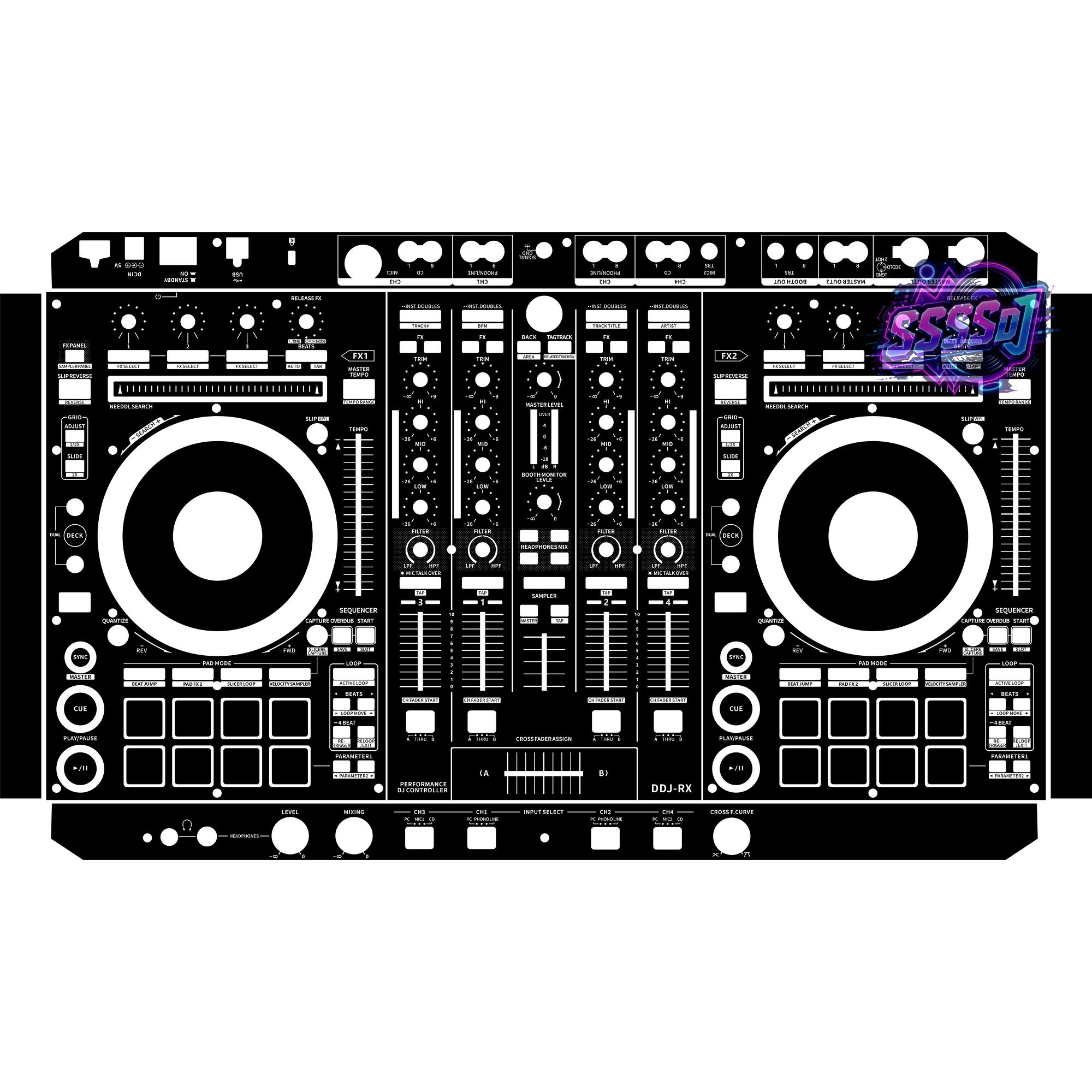 DDJ-RX DJ Controller Skin - Black Solid Color Design