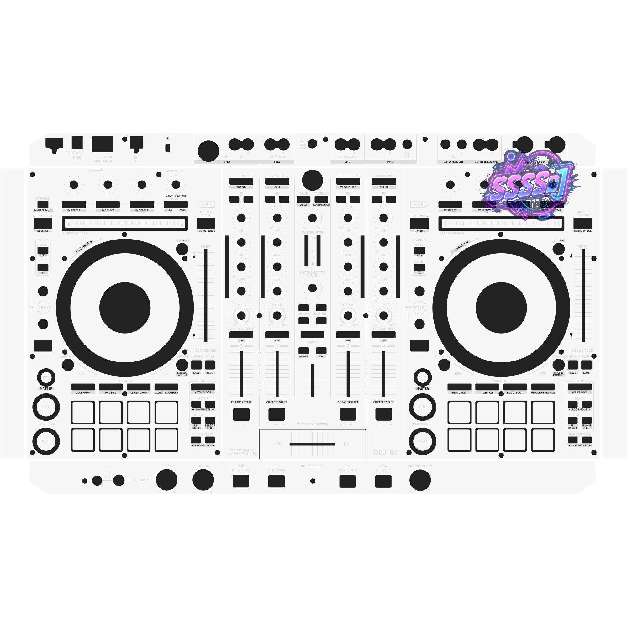 DDJ-RX DJ Controller Skin - White Solid Color Design