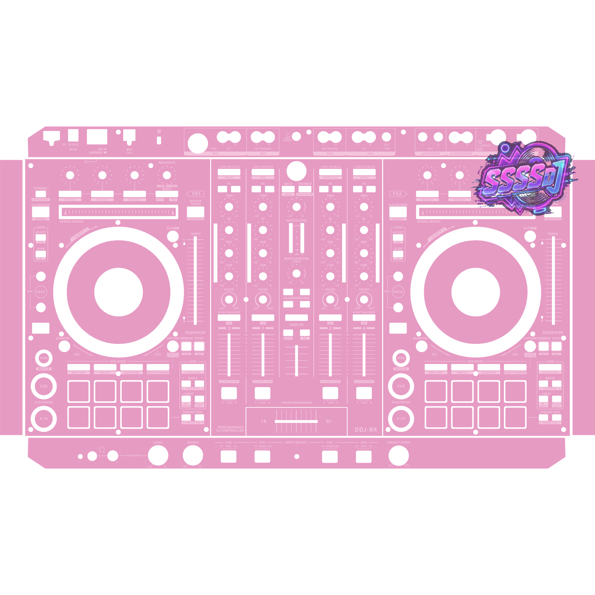DDJ-RX DJ Controller Skin - Barbie Pink Solid Color Design