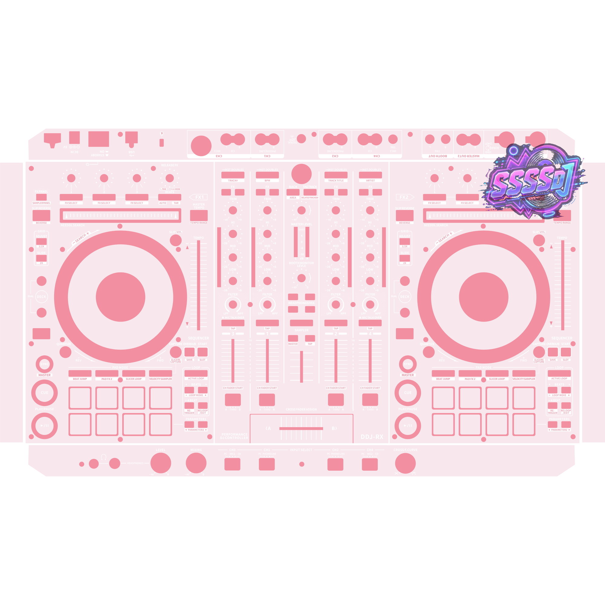 DDJ-RX DJ Controller Skin - Light Pink Solid Color Design