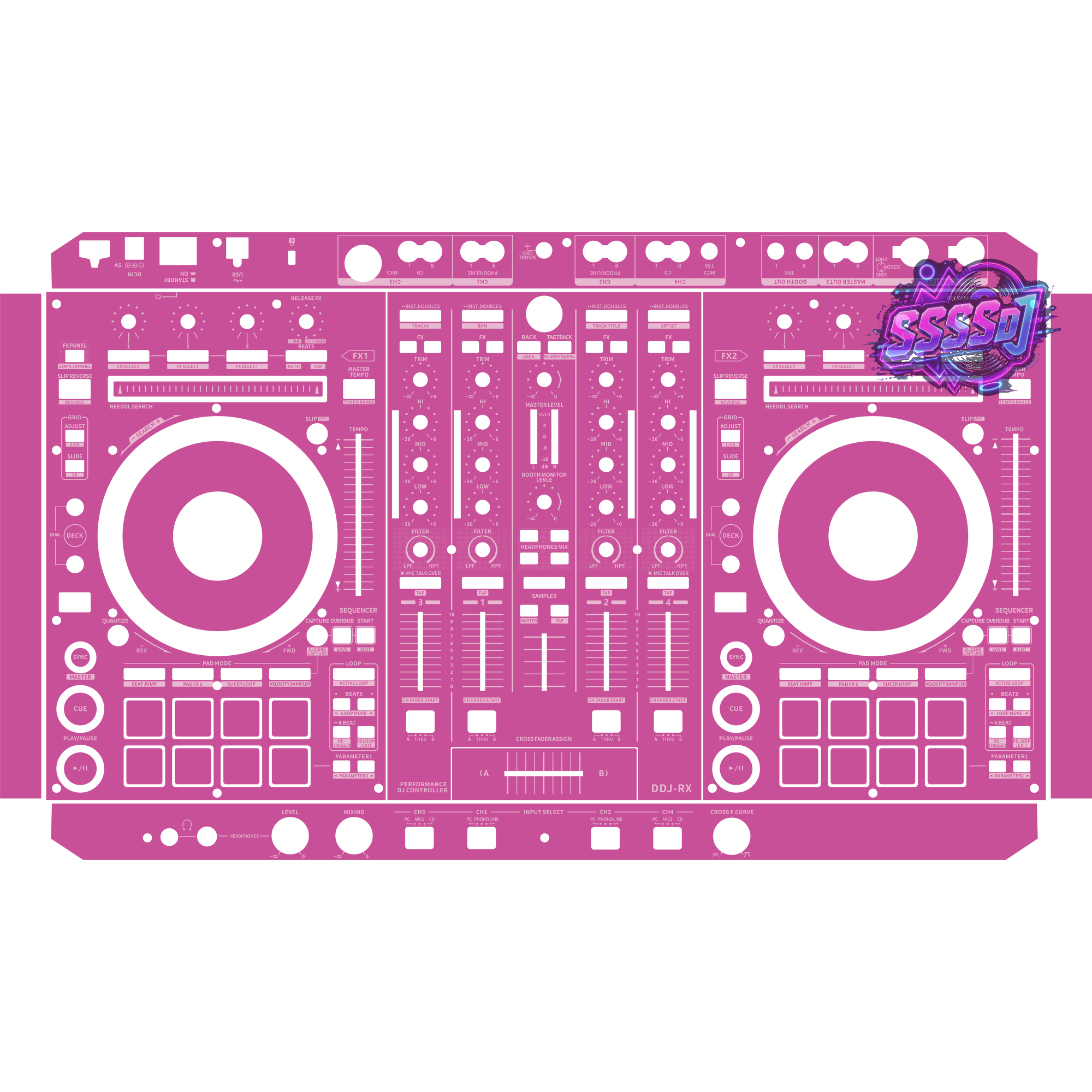 DDJ-RX DJ Controller Skin - Pink Purple Solid Color Design