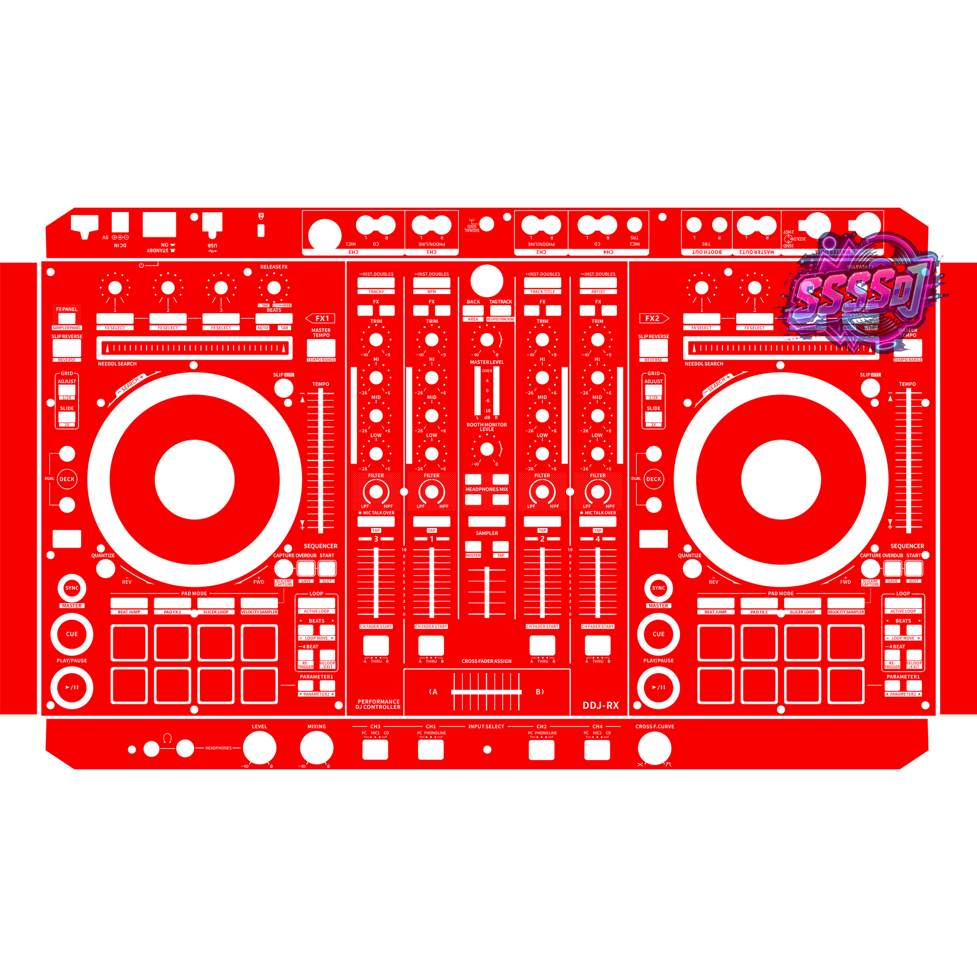 DDJ-RX DJ Controller Skin - Red Solid Color Design