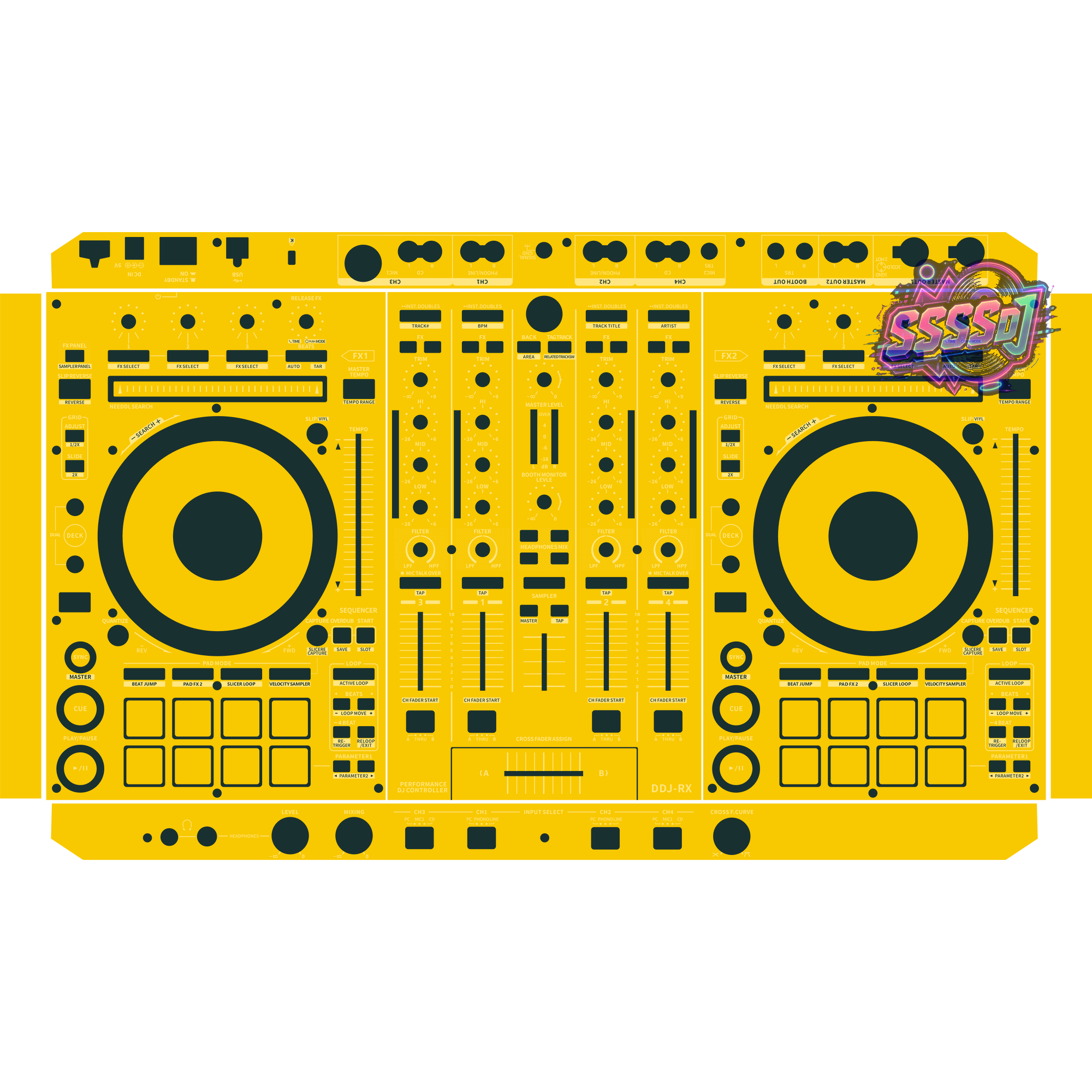 DDJ-RX DJ Controller Skin - Yellow Solid Color Design