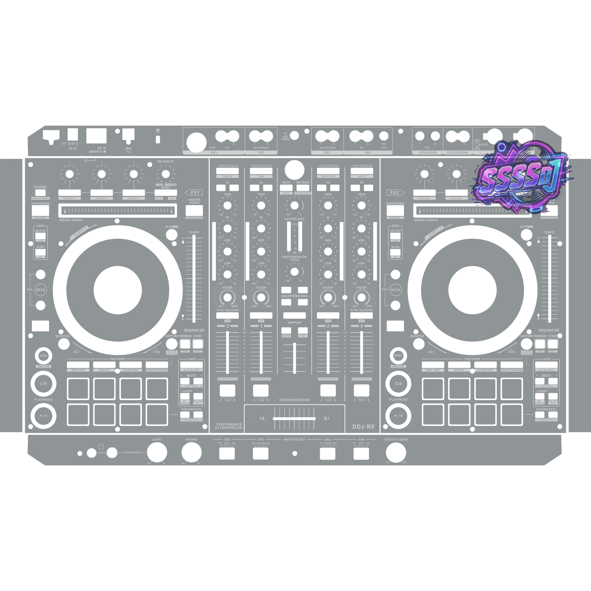 DDJ-RX DJ Controller Skin - Gray Solid Color Design