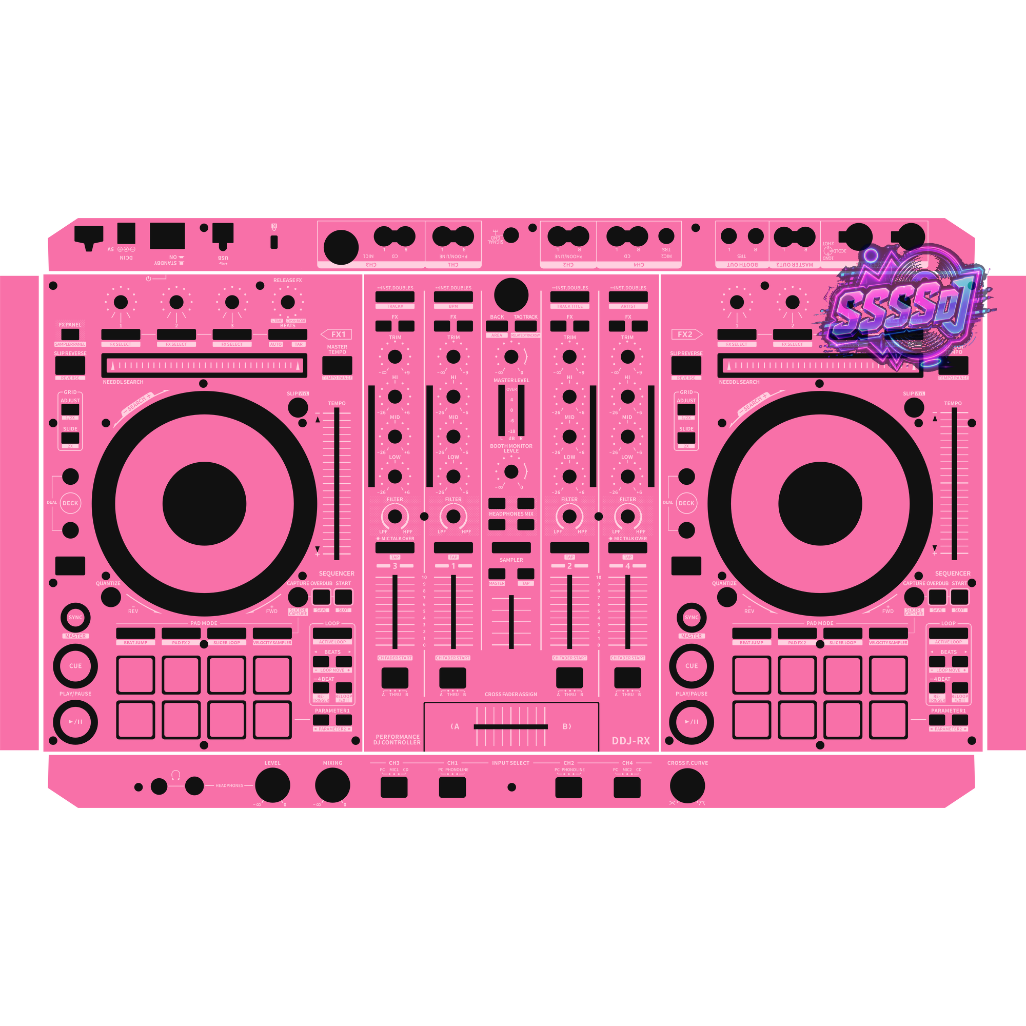 DDJ-RX DJ Controller Skin - Hot Pink Solid Color Design