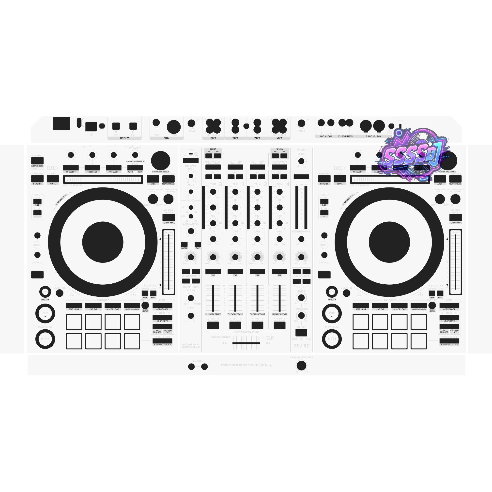 DDJ-RZ DJ Controller Skin - White Solid Color Design
