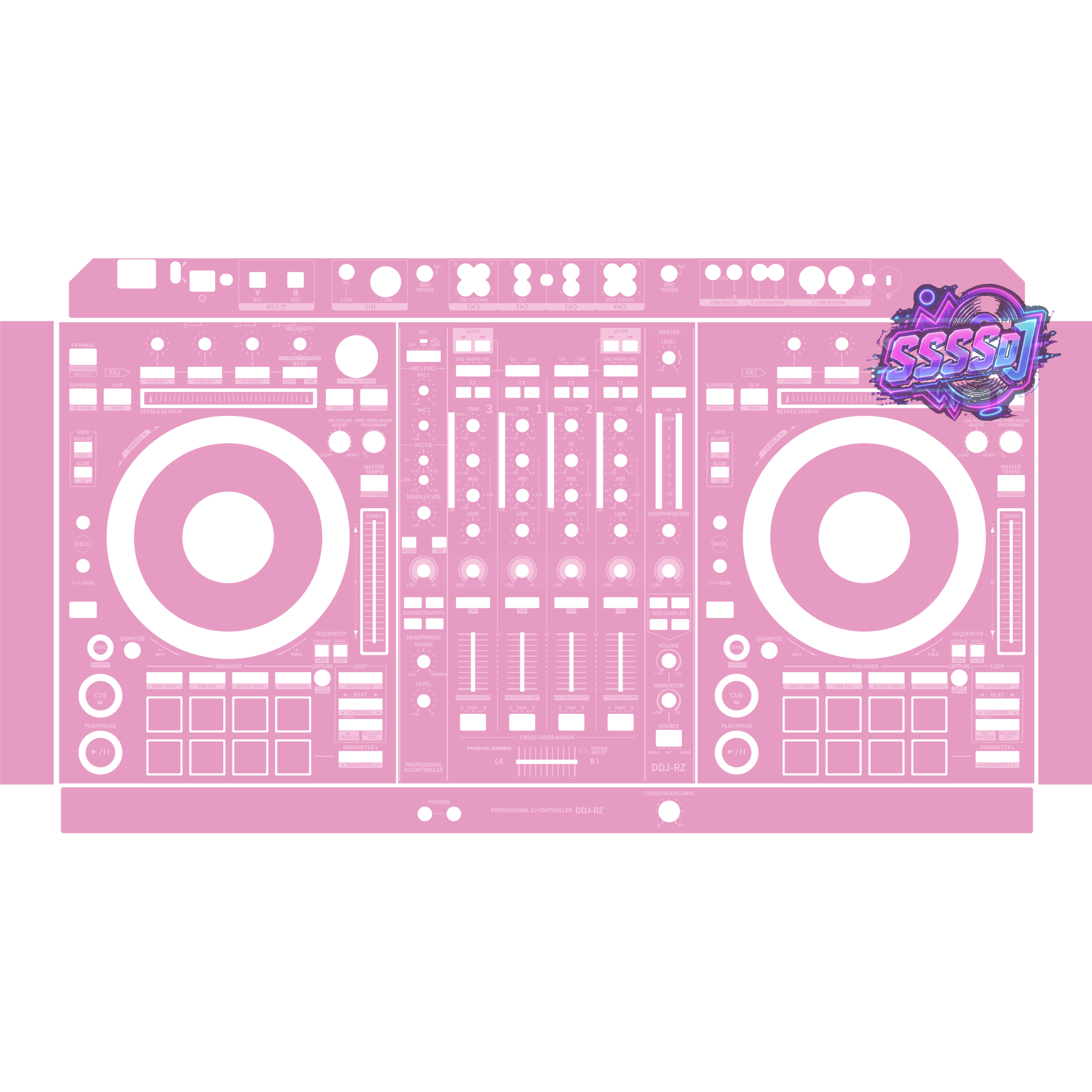 DDJ-RZ DJ Controller Skin - Barbie Pink Solid Color Design