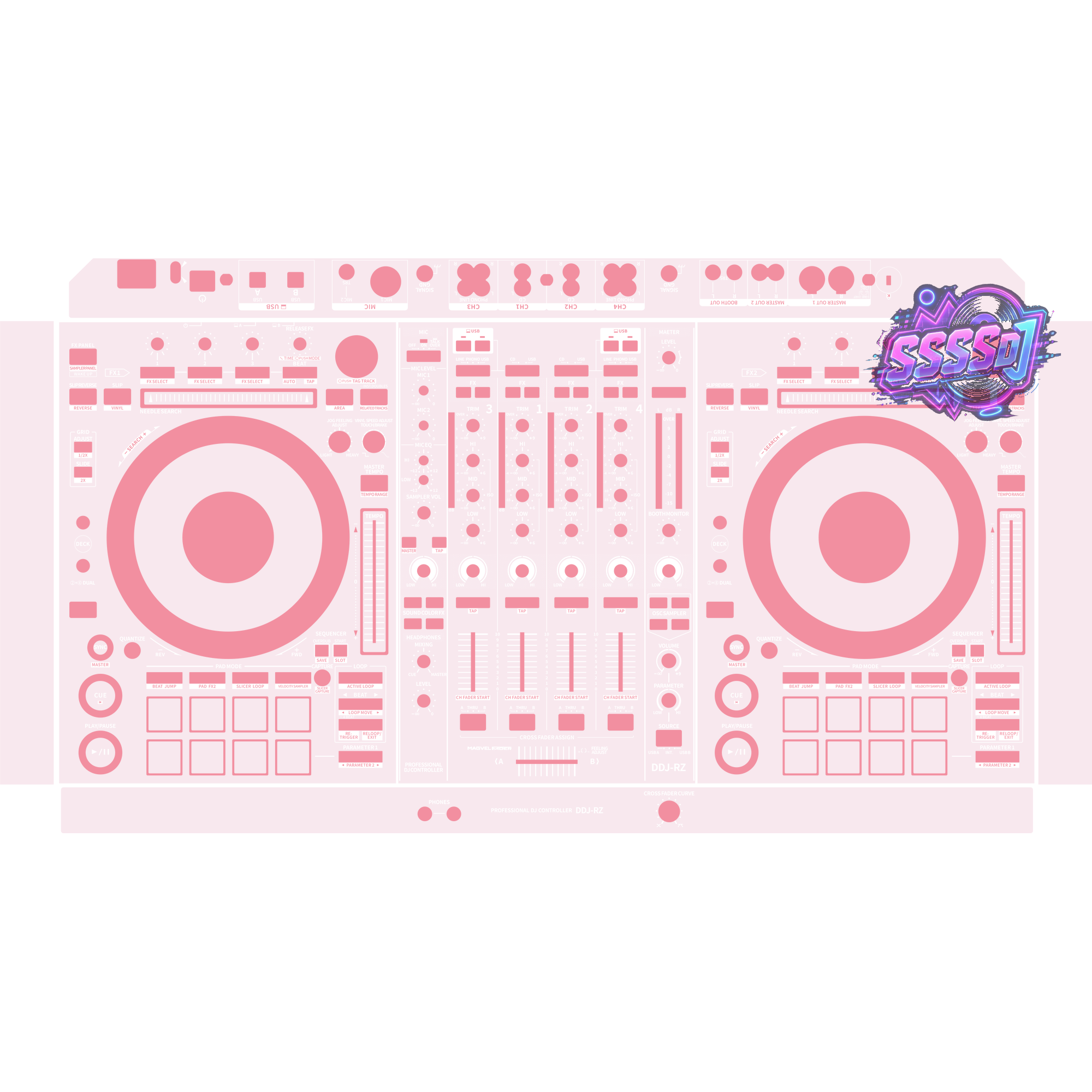 DDJ-RZ DJ Controller Skin - Light Pink Solid Color Design