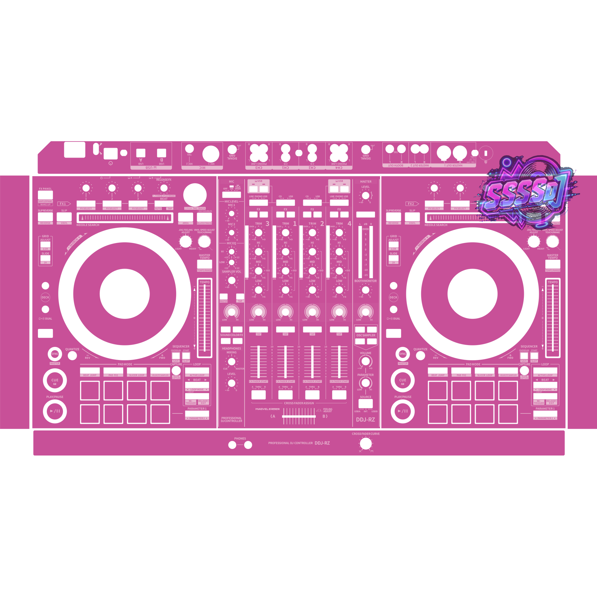 DDJ-RZ DJ Controller Skin - Pink Purple Solid Color Design
