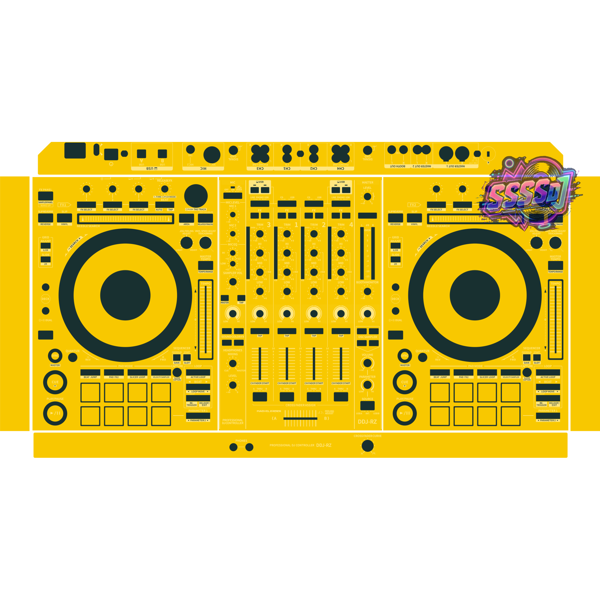 DDJ-RZ DJ Controller Skin - Yellow Solid Color Design