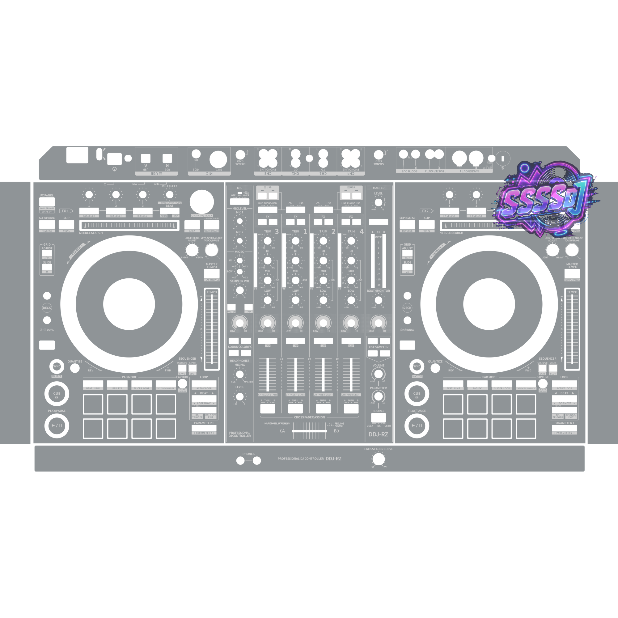 DDJ-RZ DJ Controller Skin - Gray Solid Color Design