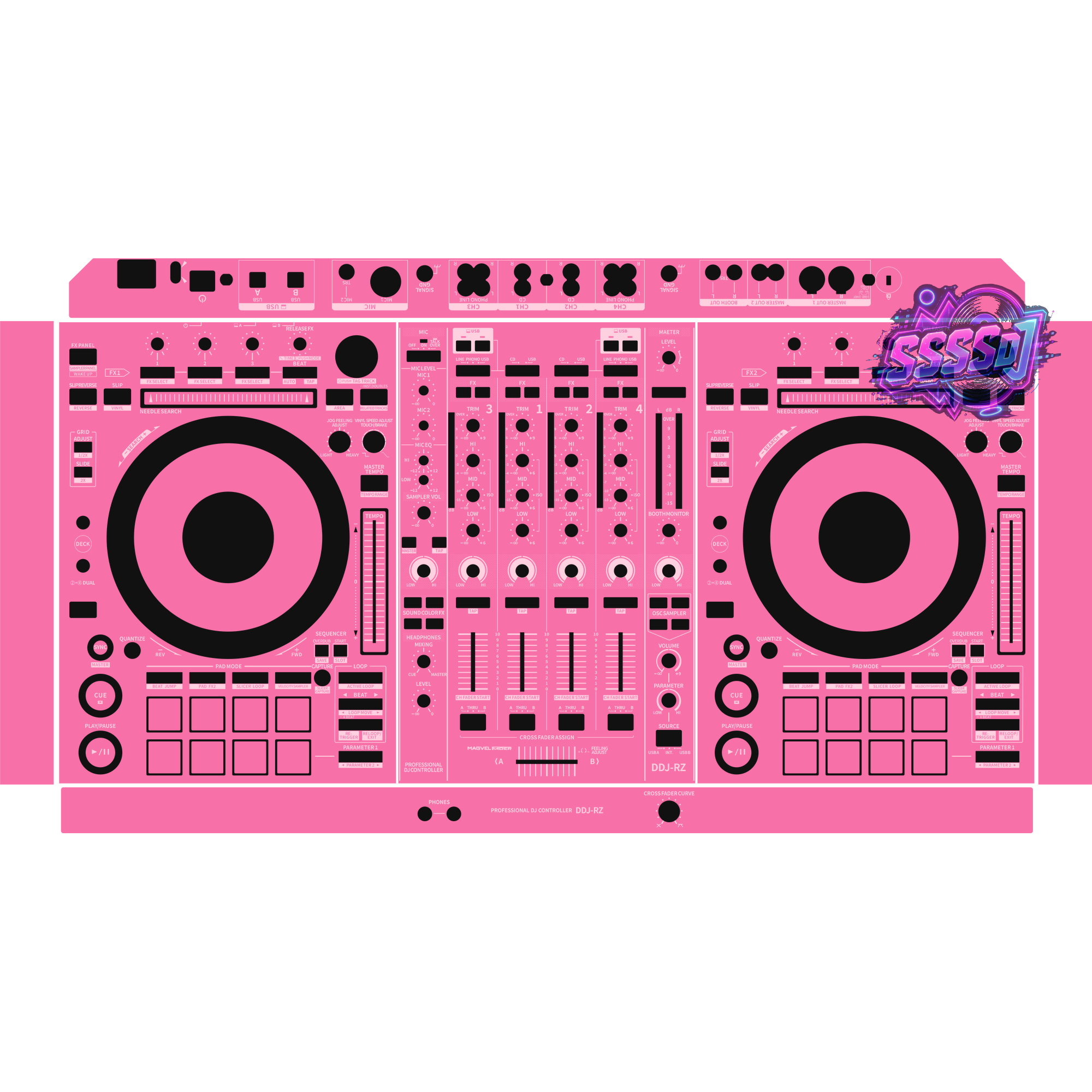 DDJ-RZ DJ Controller Skin - Hot Pink Solid Color Design