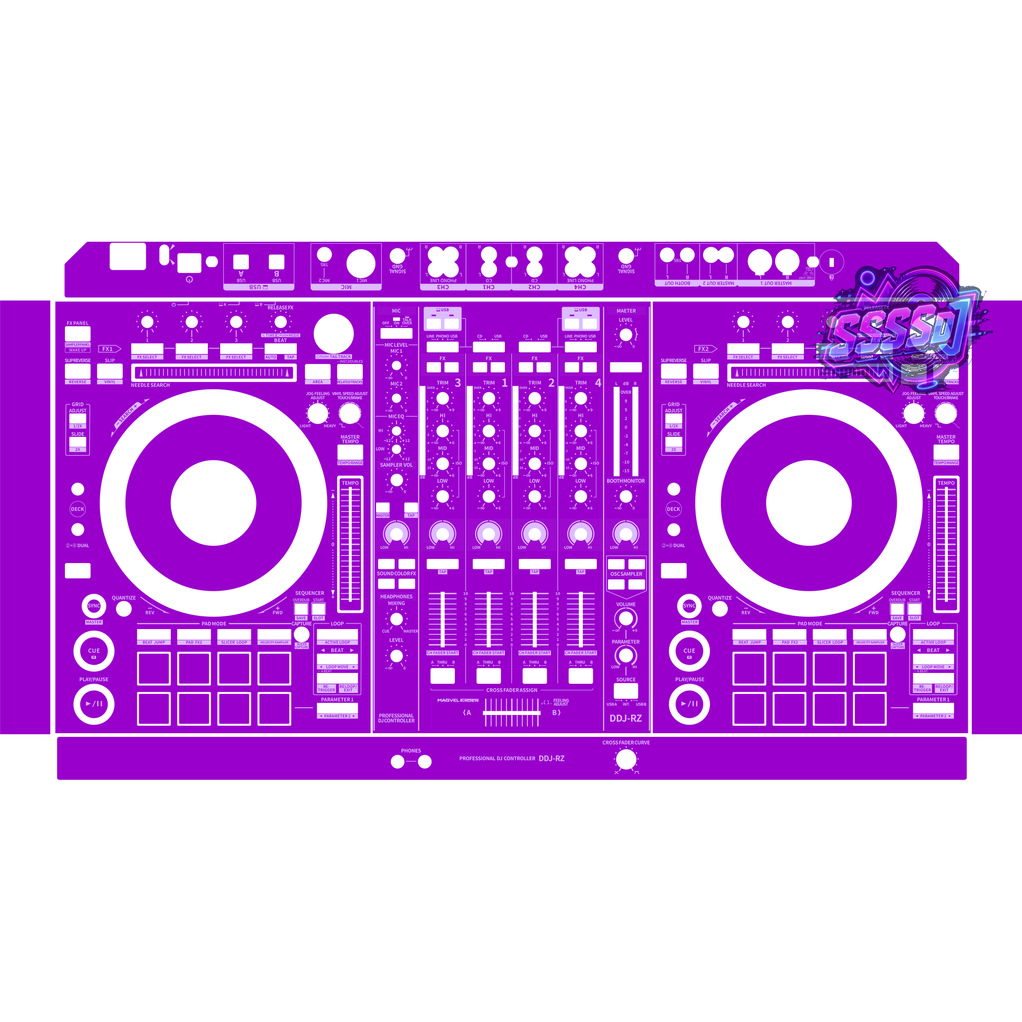 DDJ-RZ DJ Controller Skin - Purple Solid Color Design