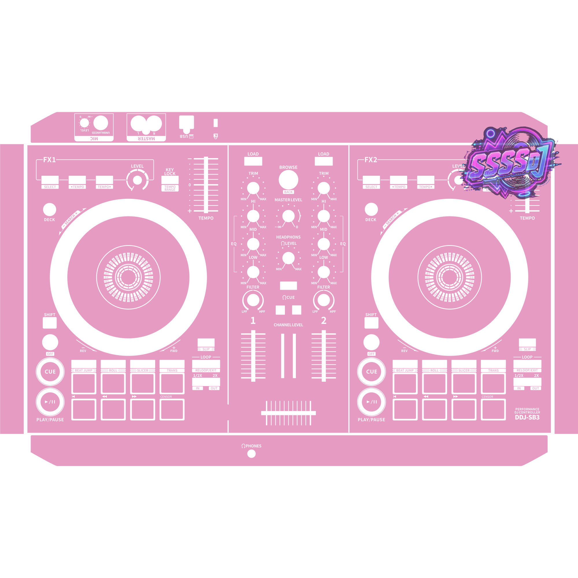 DDJ-SB3 DJ Controller Skin - Barbie Pink Solid Color Design