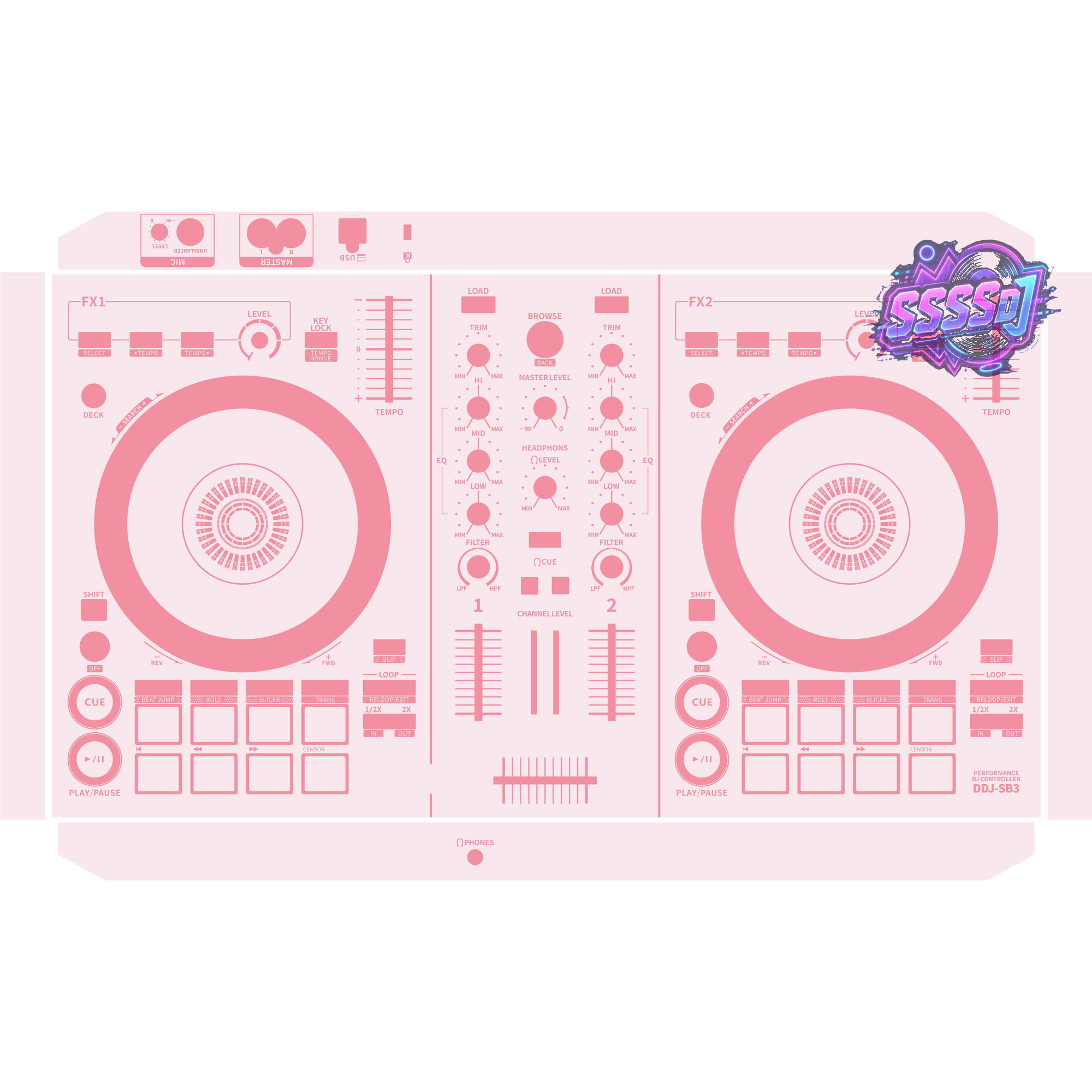 DDJ-SB3 DJ Controller Skin - Light Pink Solid Color Design