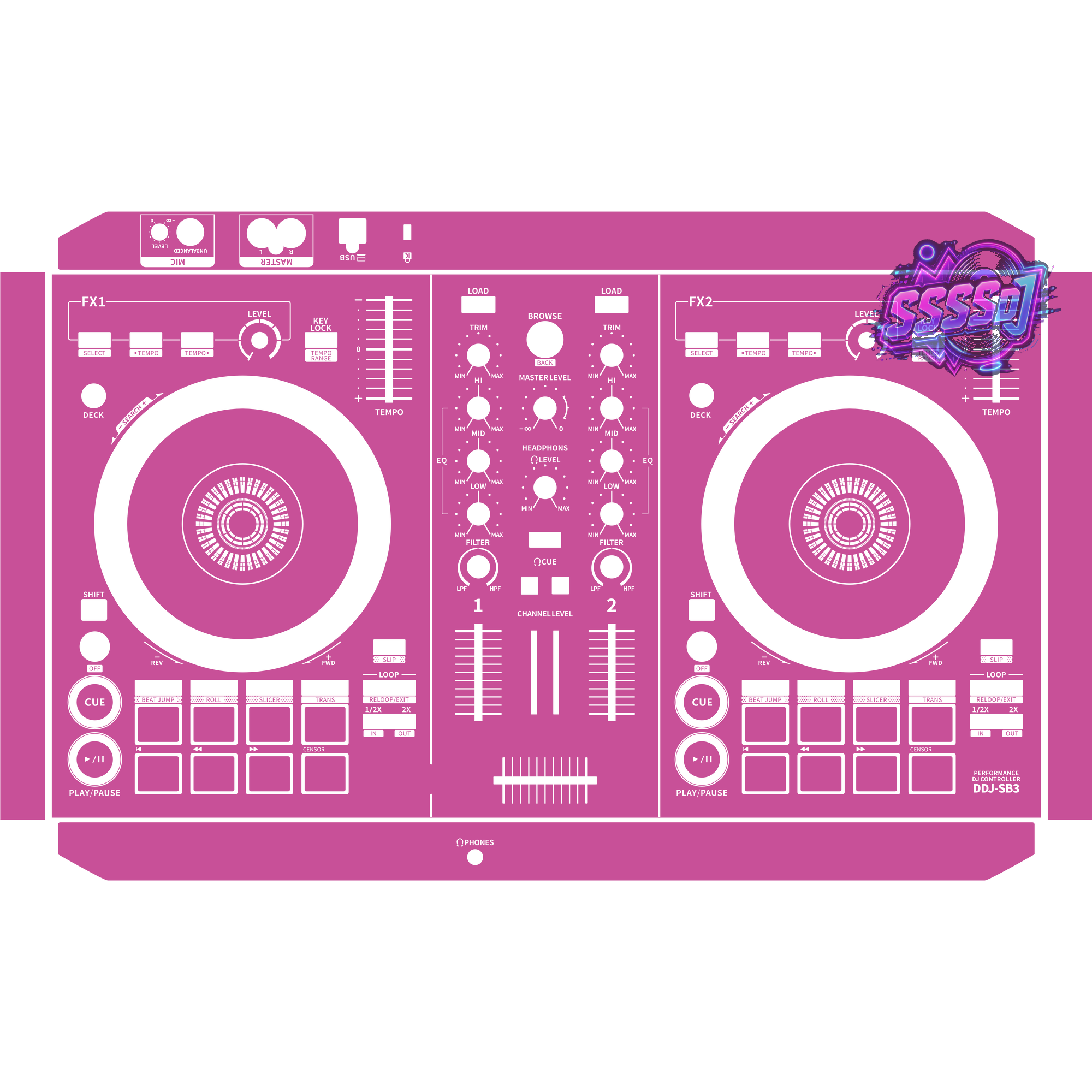 DDJ-SB3 DJ Controller Skin - Pink Purple Solid Color Design
