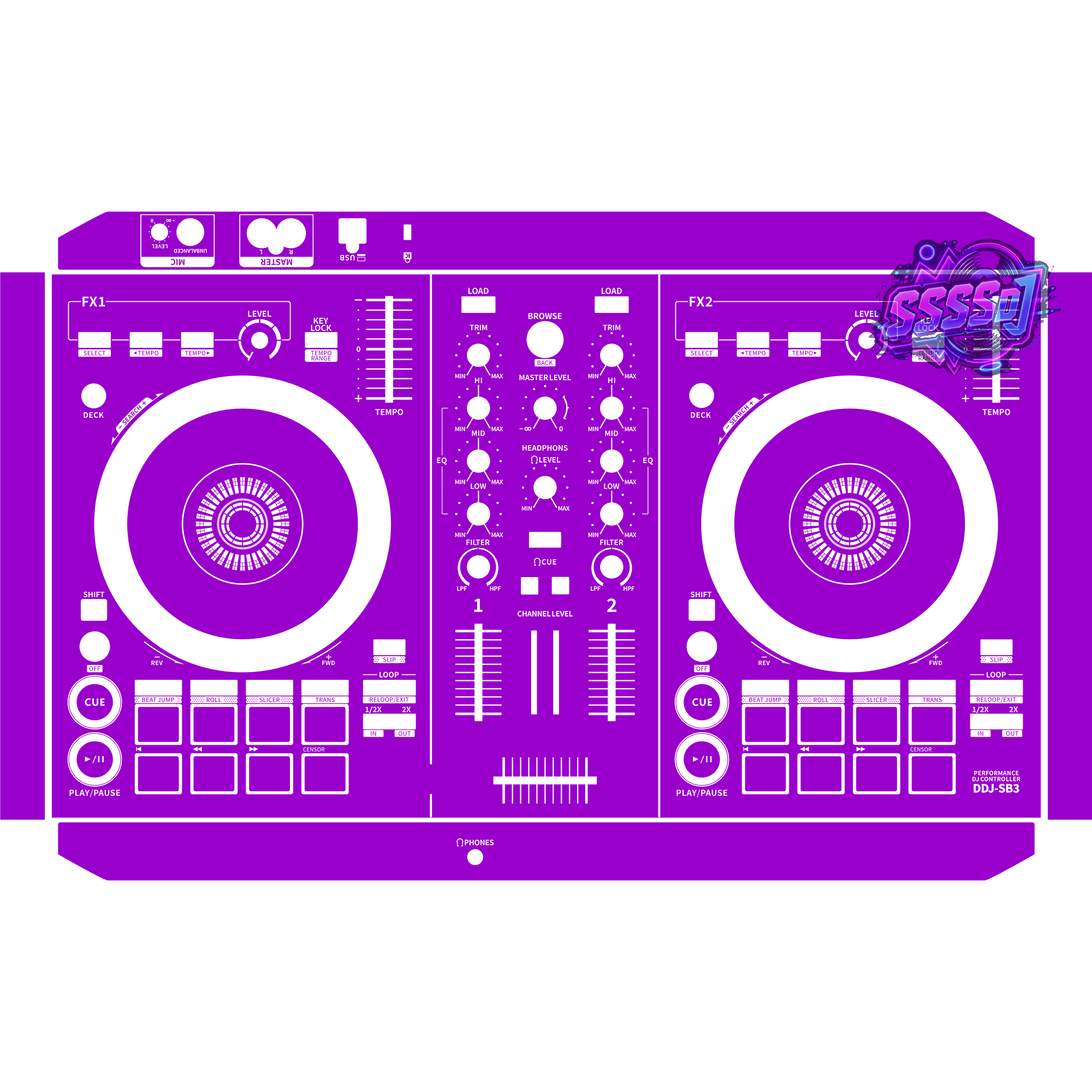 DDJ-SB3 DJ Controller Skin - Purple Solid Color Design