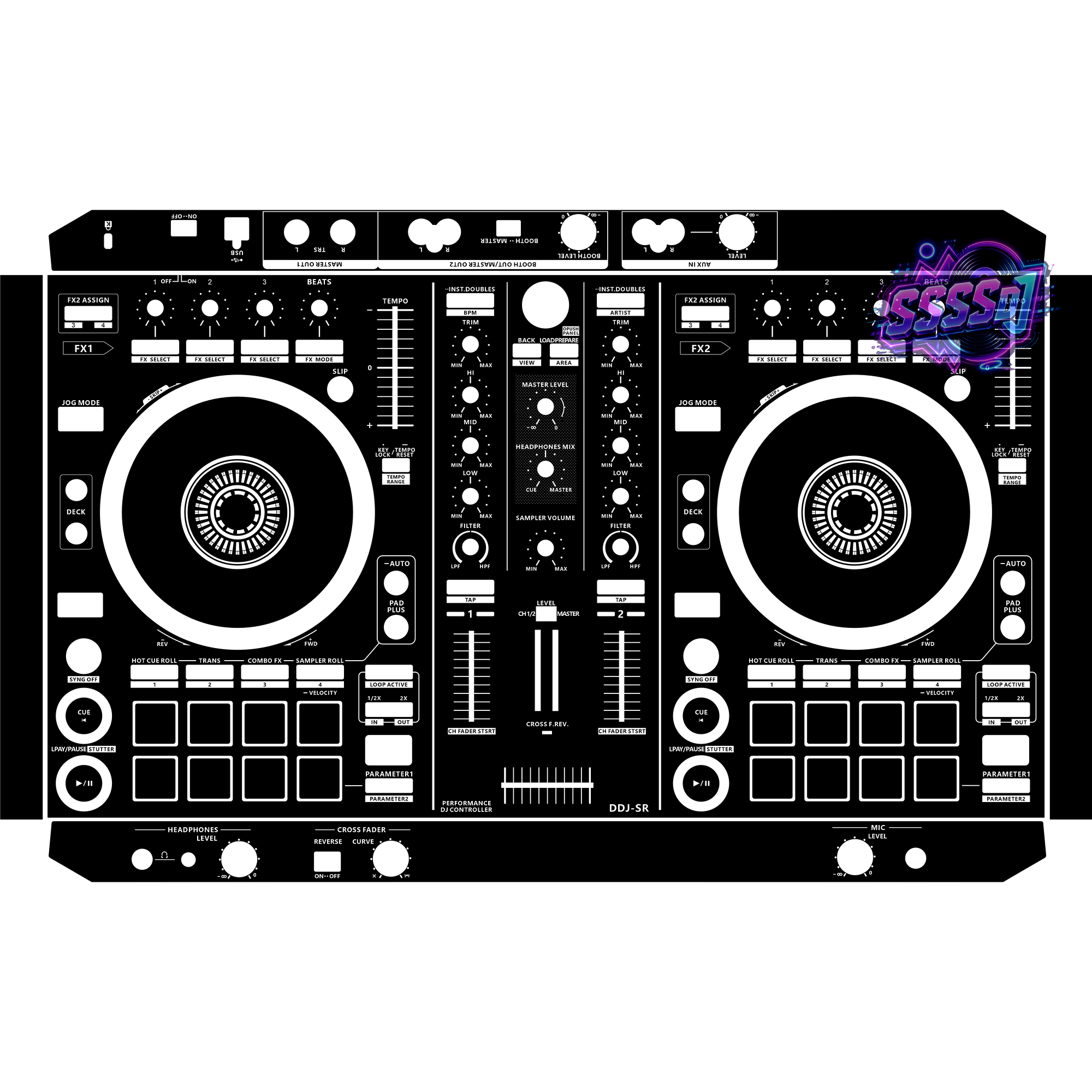 DDJ-SR DJ Controller Skin - Black Solid Color Design
