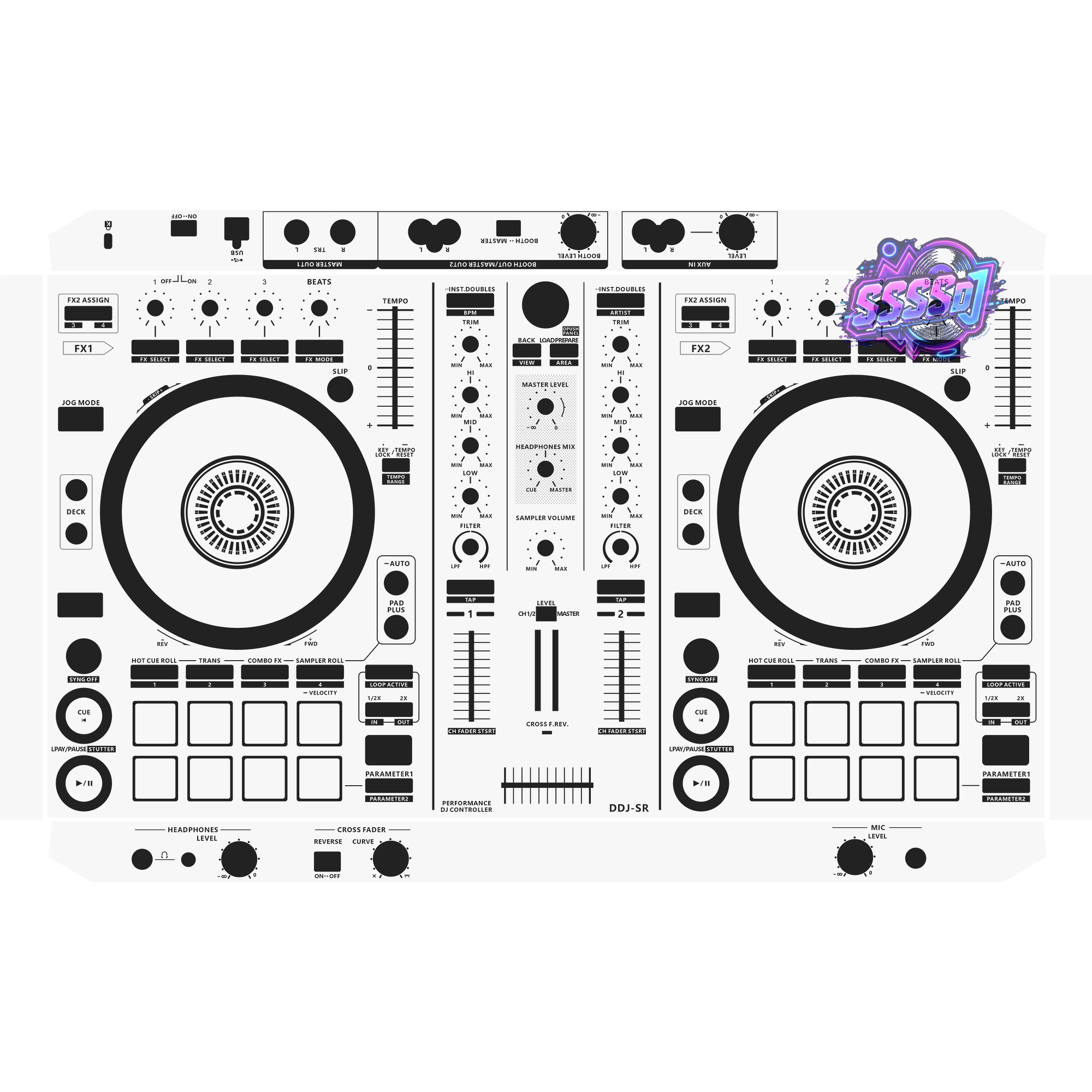 DDJ-SR DJ Controller Skin - White Solid Color Design