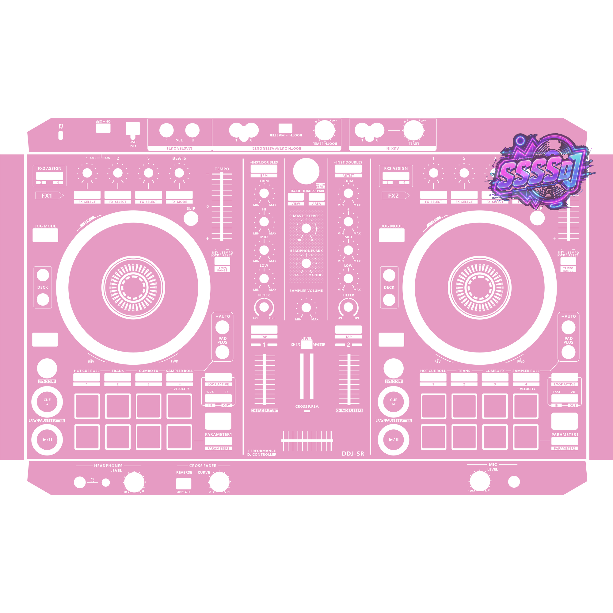 DDJ-SR DJ Controller Skin - Barbie Pink Solid Color Design