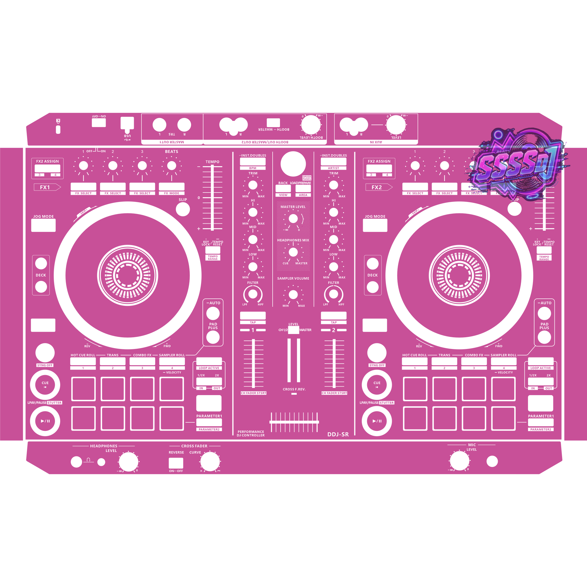 DDJ-SR DJ Controller Skin - Pink Purple Solid Color Design