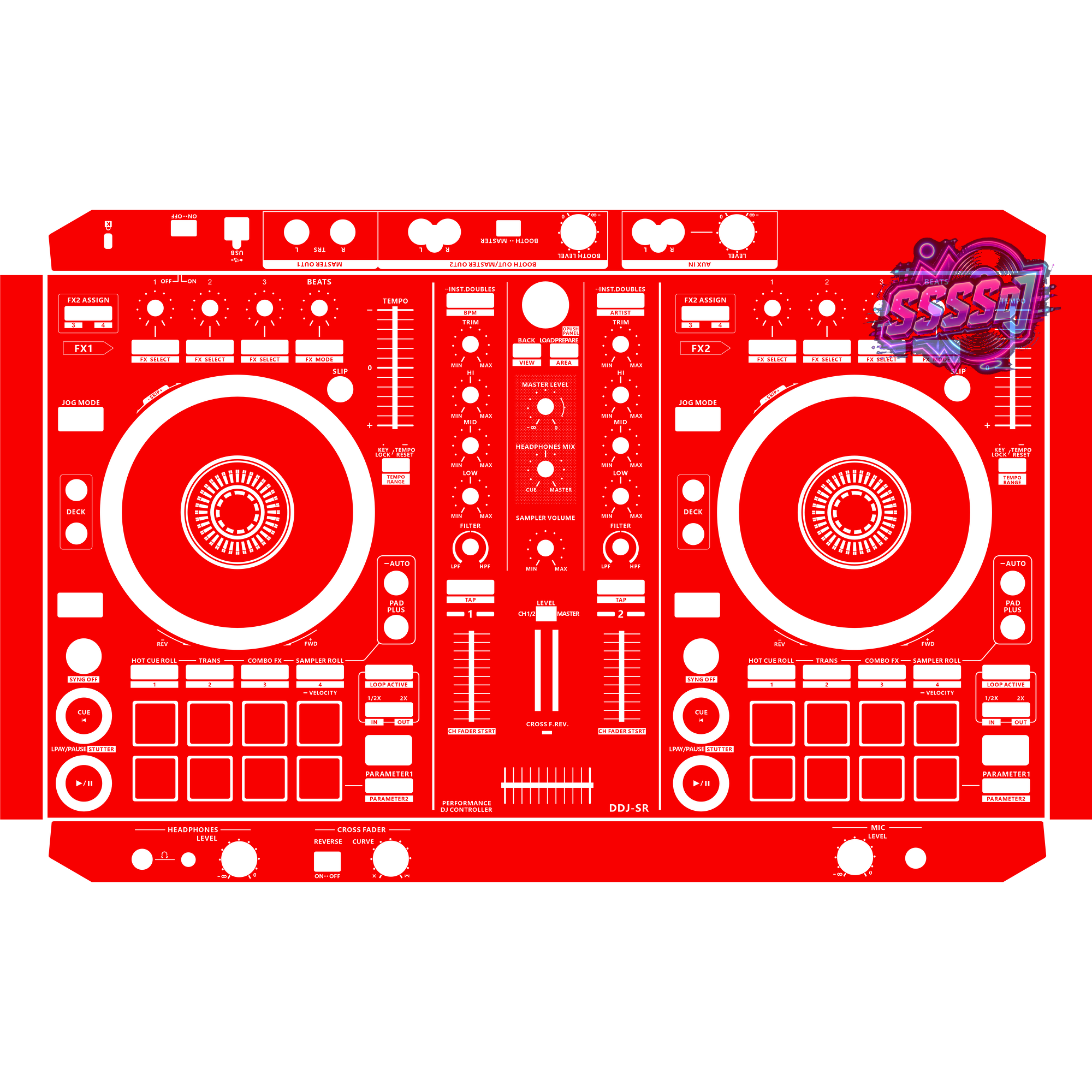 DDJ-SR DJ Controller Skin - Red Solid Color Design