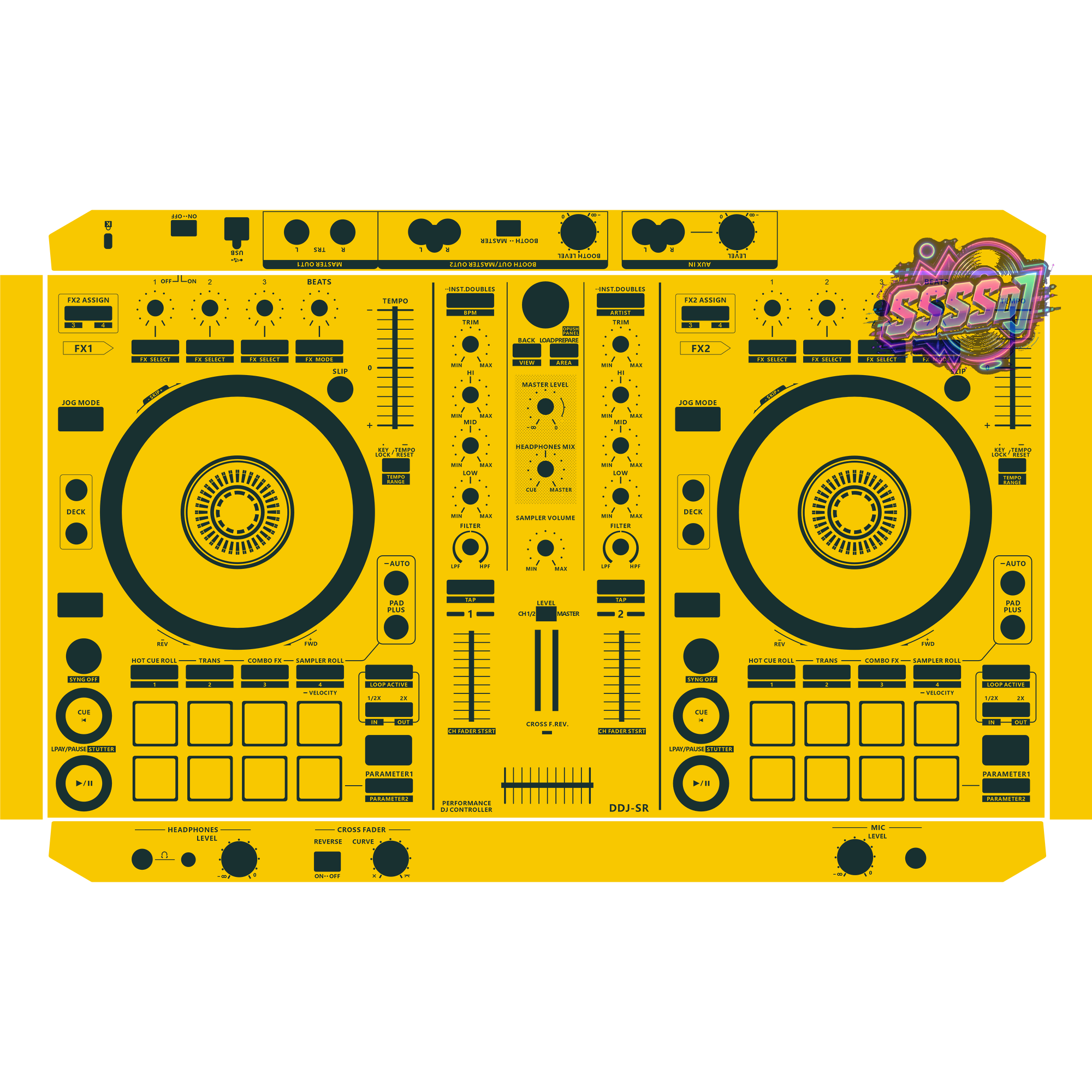 DDJ-SR DJ Controller Skin - Yellow Solid Color Design