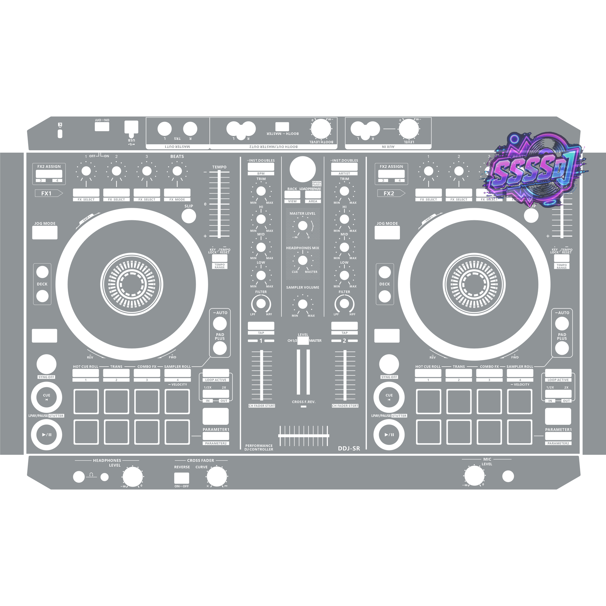 DDJ-SR DJ Controller Skin - Gray Solid Color Design