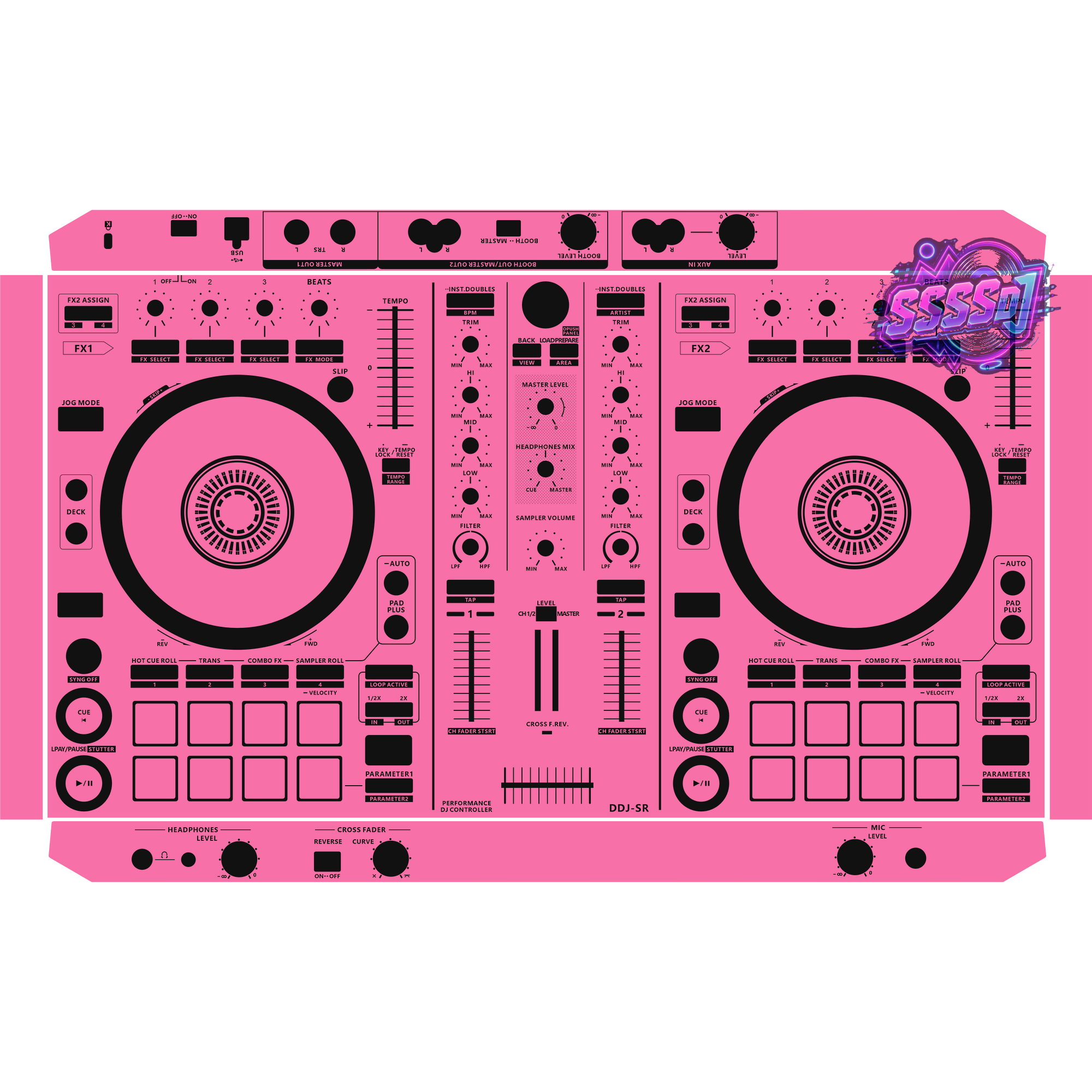 DDJ-SR DJ Controller Skin - Hot Pink Solid Color Design