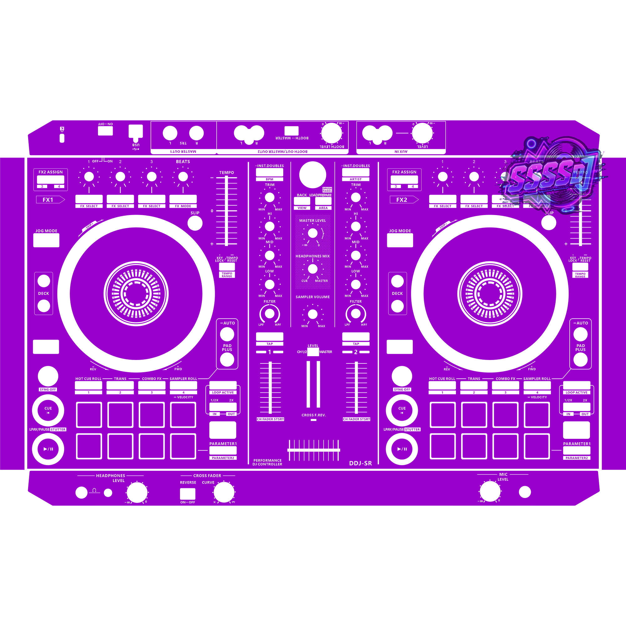 DDJ-SR DJ Controller Skin - Purple Solid Color Design