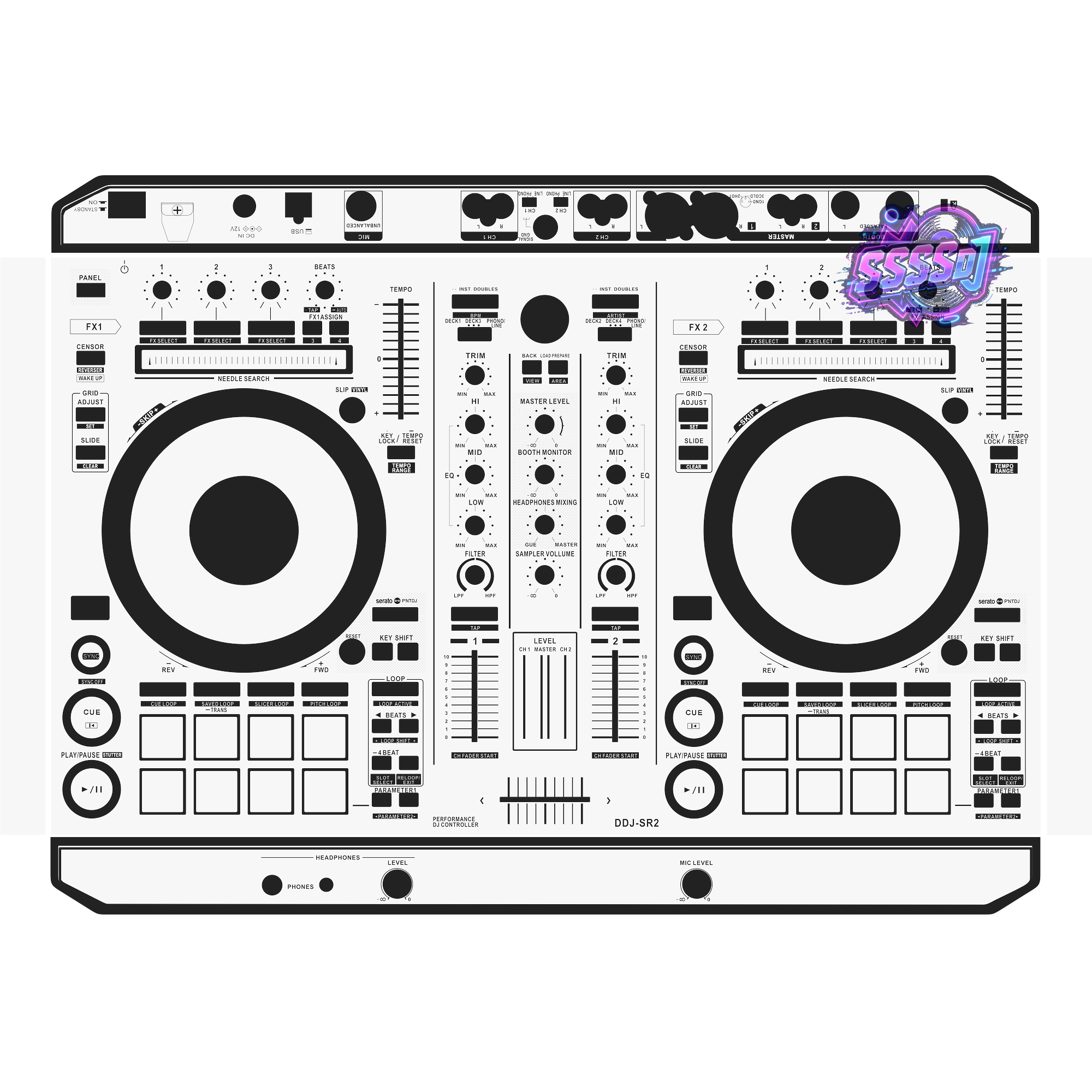 DDJ-SR2 DJ Controller Skin - White Solid Color Design