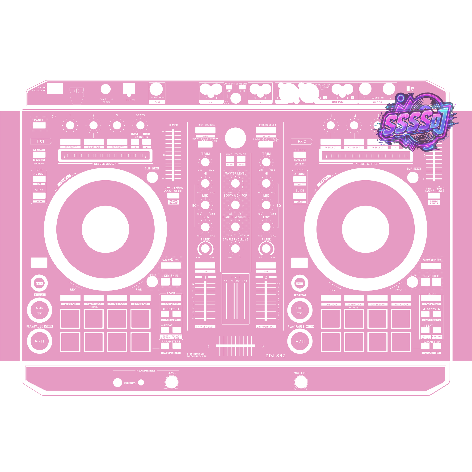 DDJ-SR2 DJ Controller Skin - Barbie Pink Solid Color Design