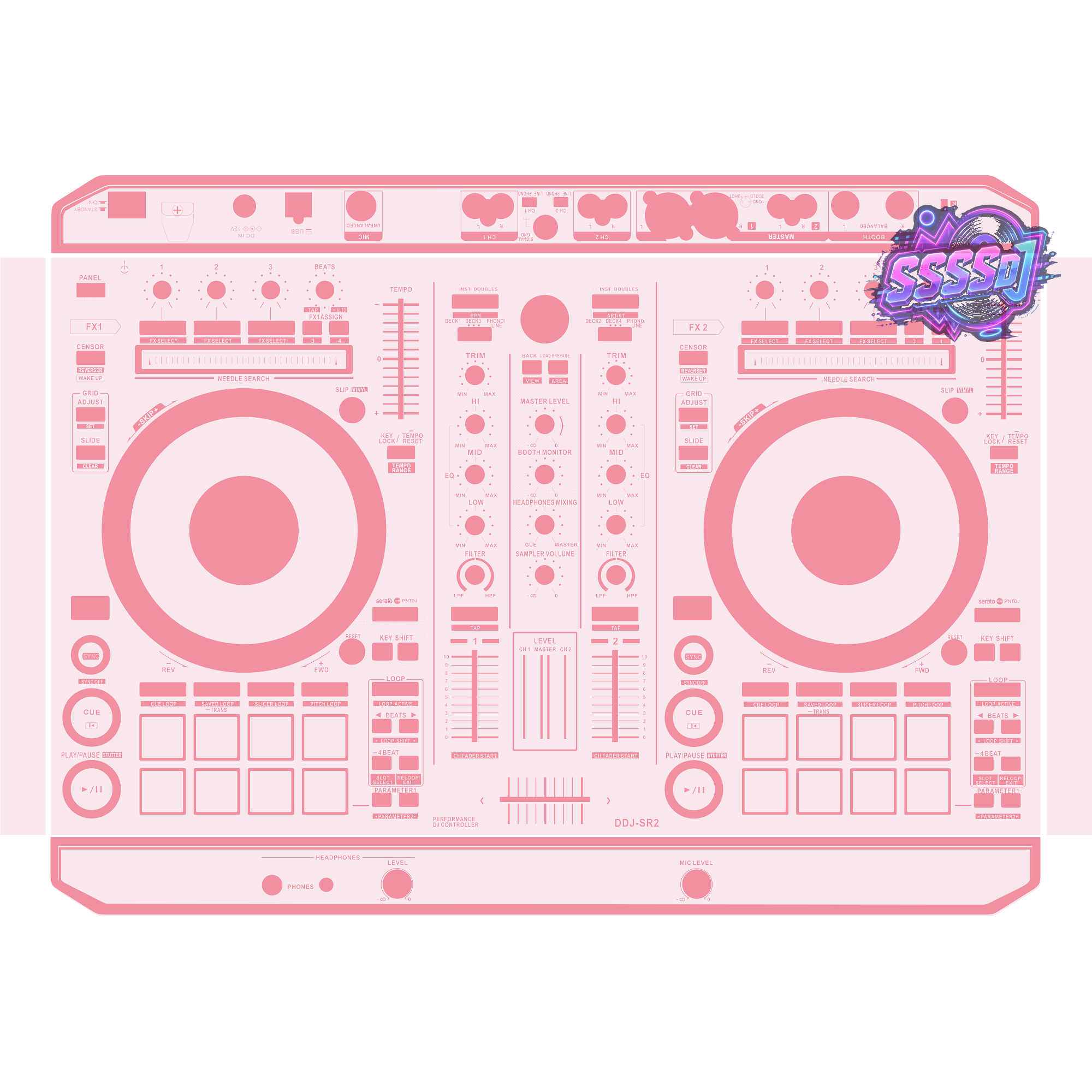 DDJ-SR2 DJ Controller Skin - Light Pink Solid Color Design