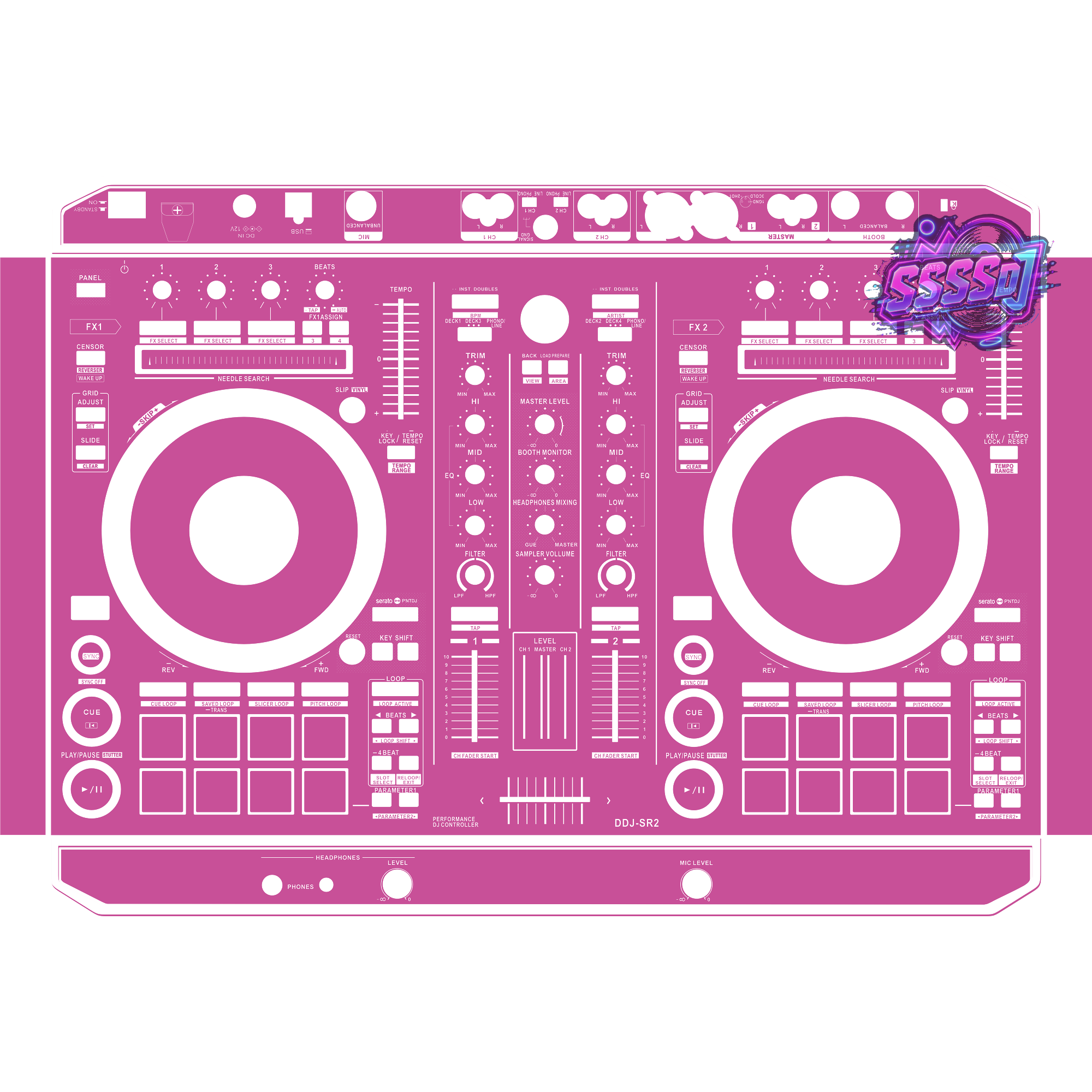 DDJ-SR2 DJ Controller Skin - Pink Purple Solid Color Design