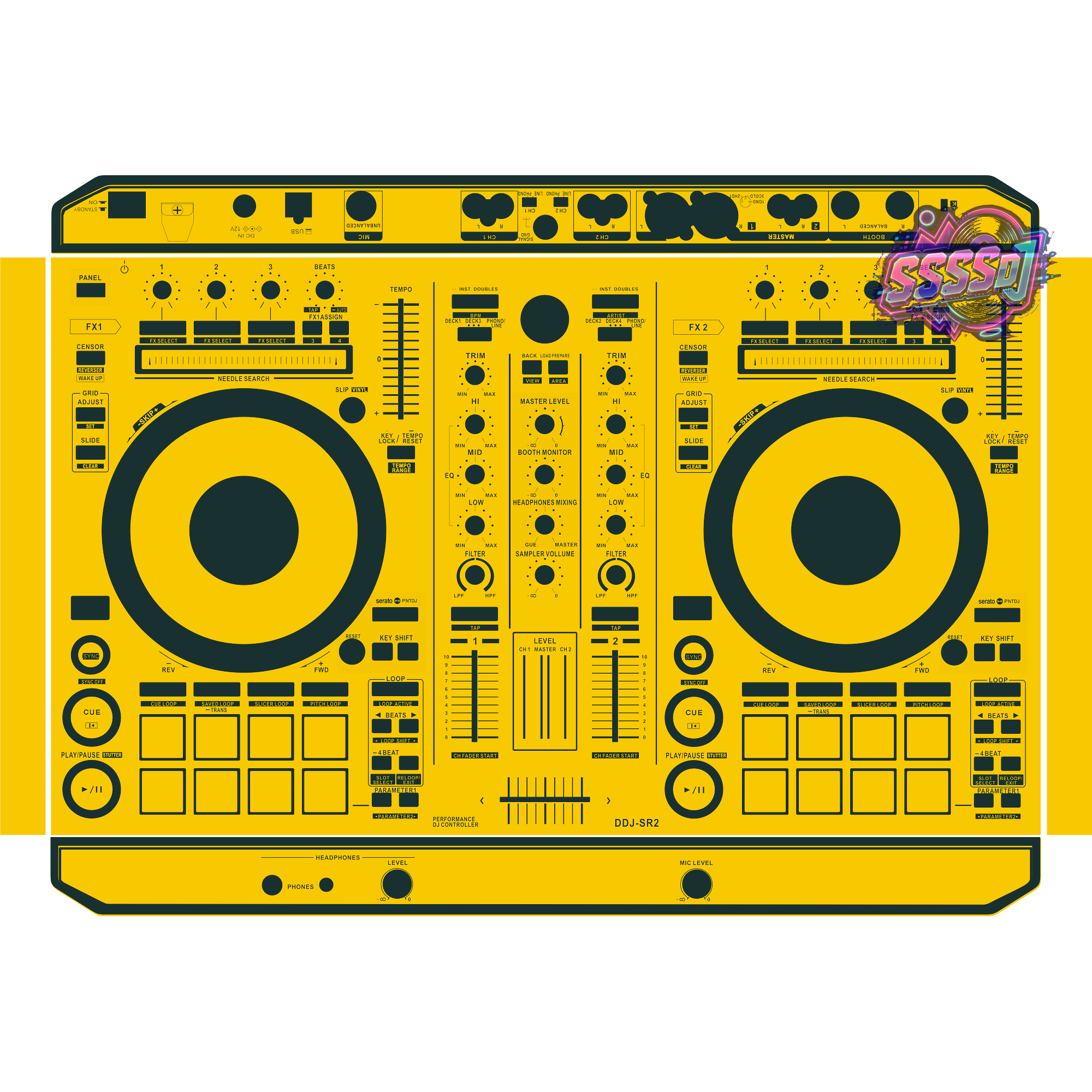 DDJ-SR2 DJ Controller Skin - Yellow Solid Color Design