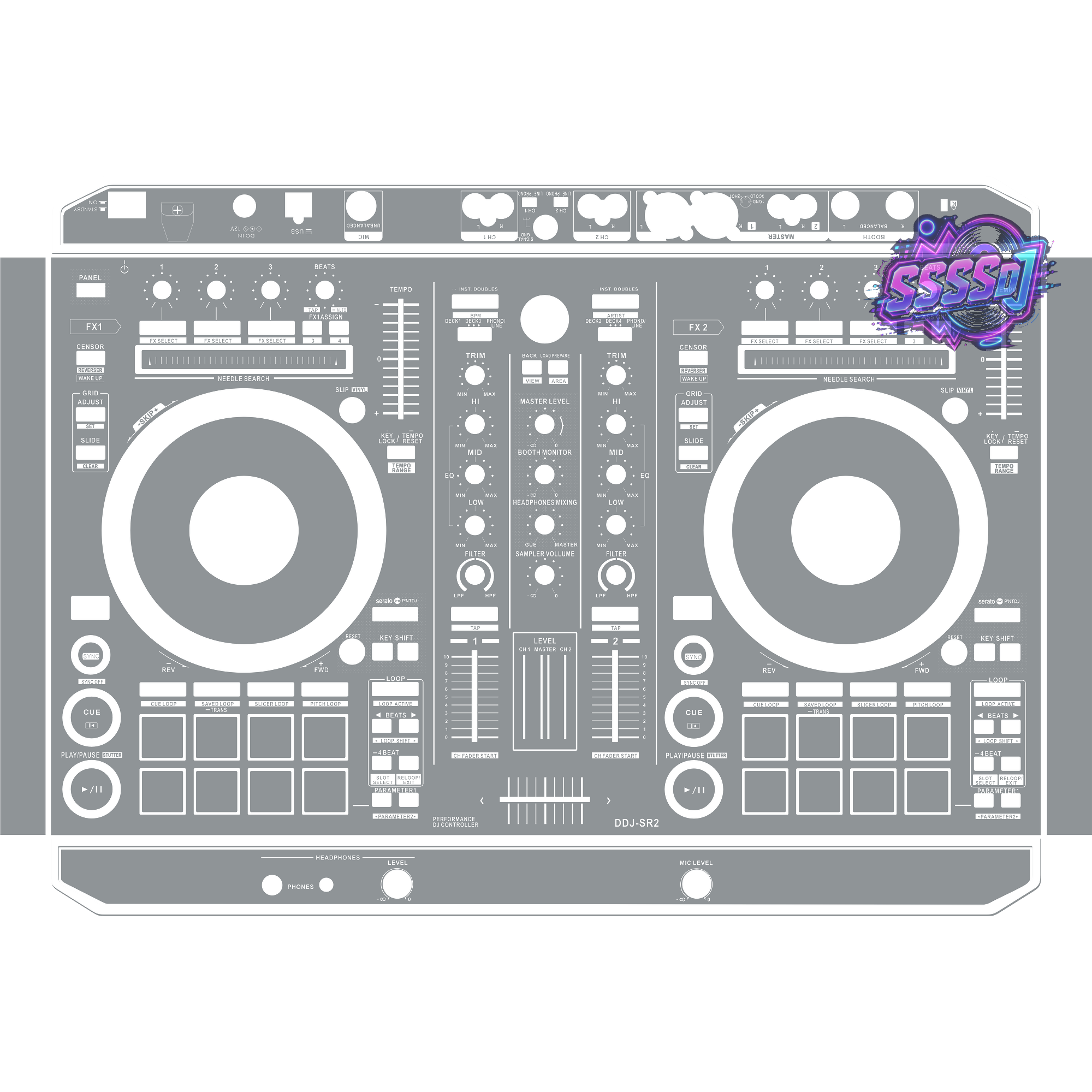 DDJ-SR2 DJ Controller Skin - Gray Solid Color Design